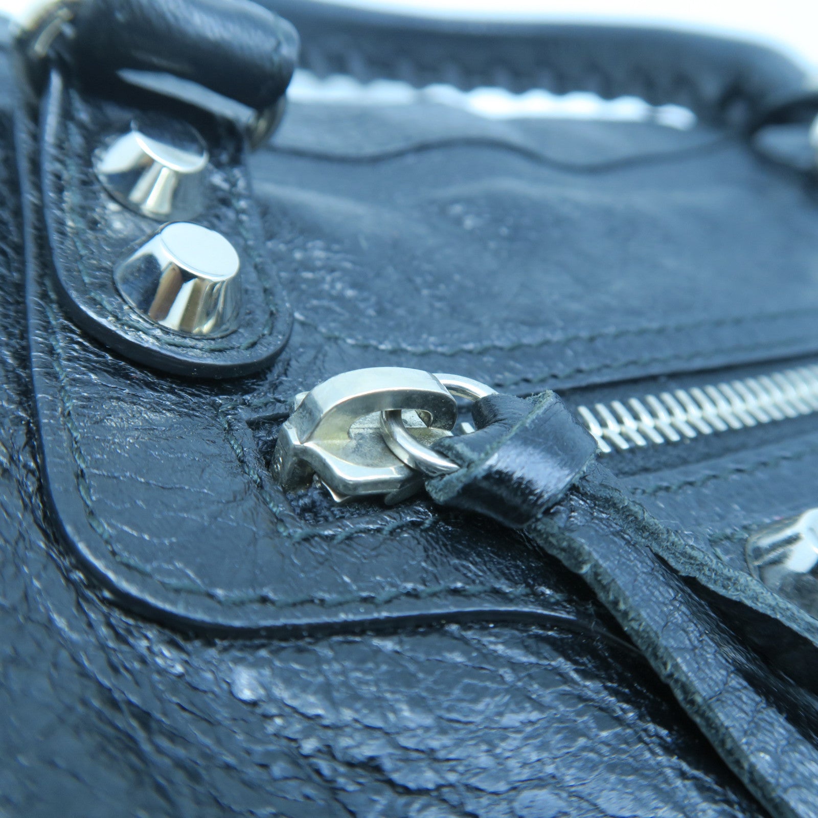 BALENCIAGA 羊皮皮革Classic City銀扣手挽肩背兩用袋黑色