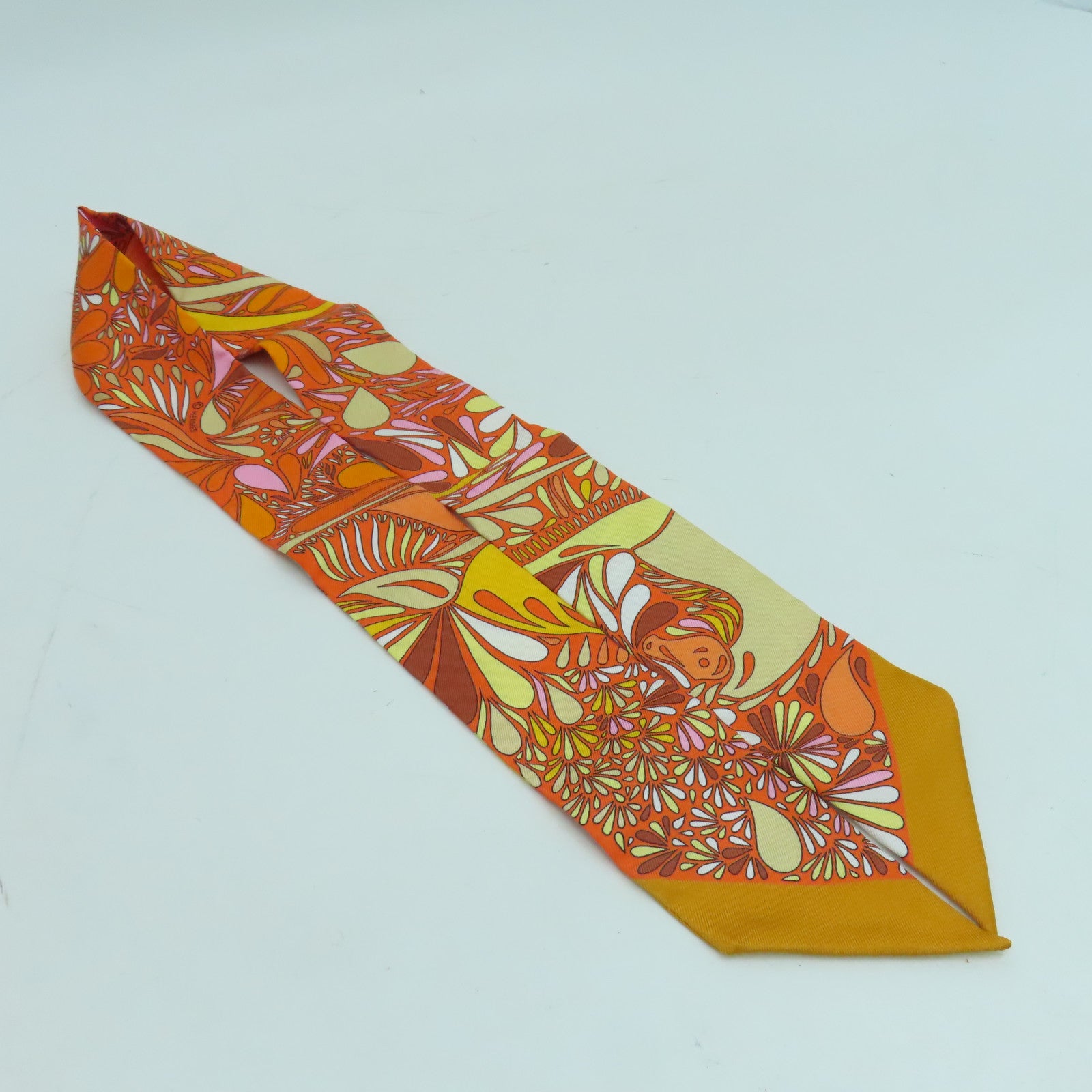 HERMES 丝质Twilly丝巾橙色