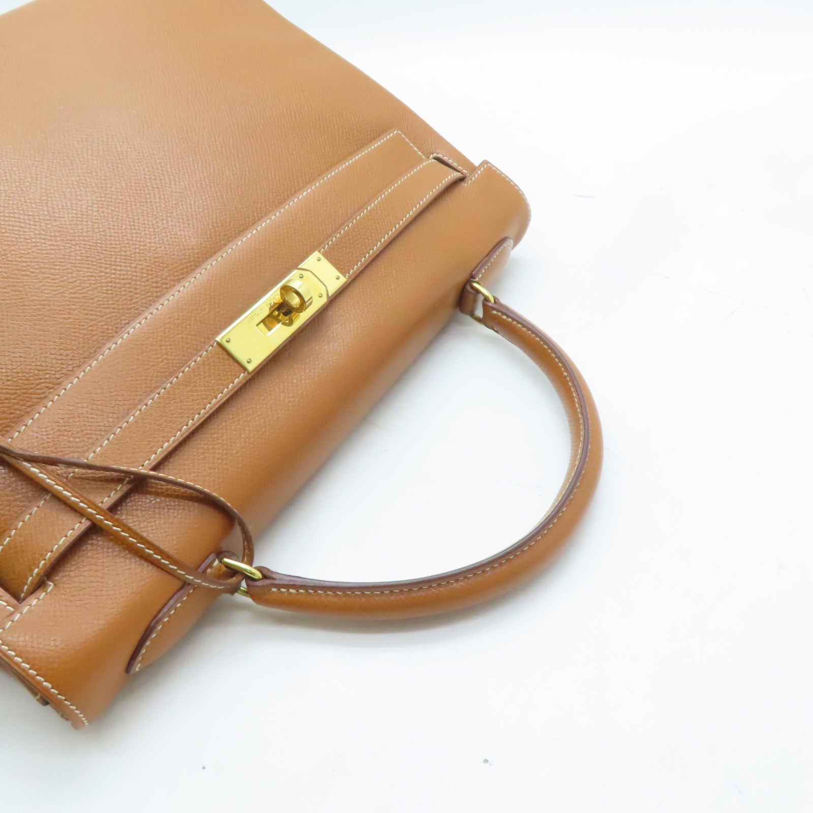 HERMES Epsom皮革Kelly 32金扣手挽袋啡色