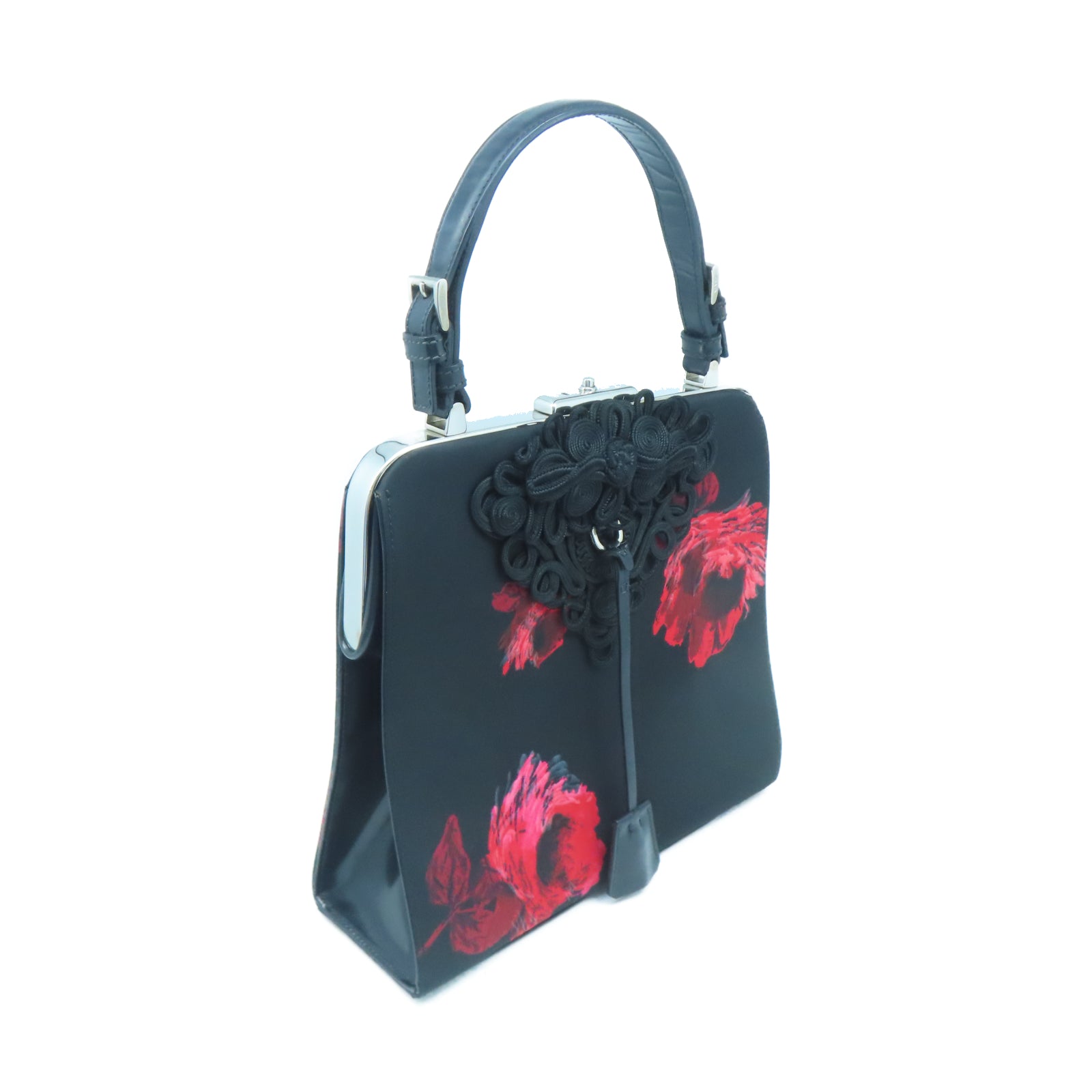 PRADA 尼龍Hand Bag銀扣手挽袋黑色