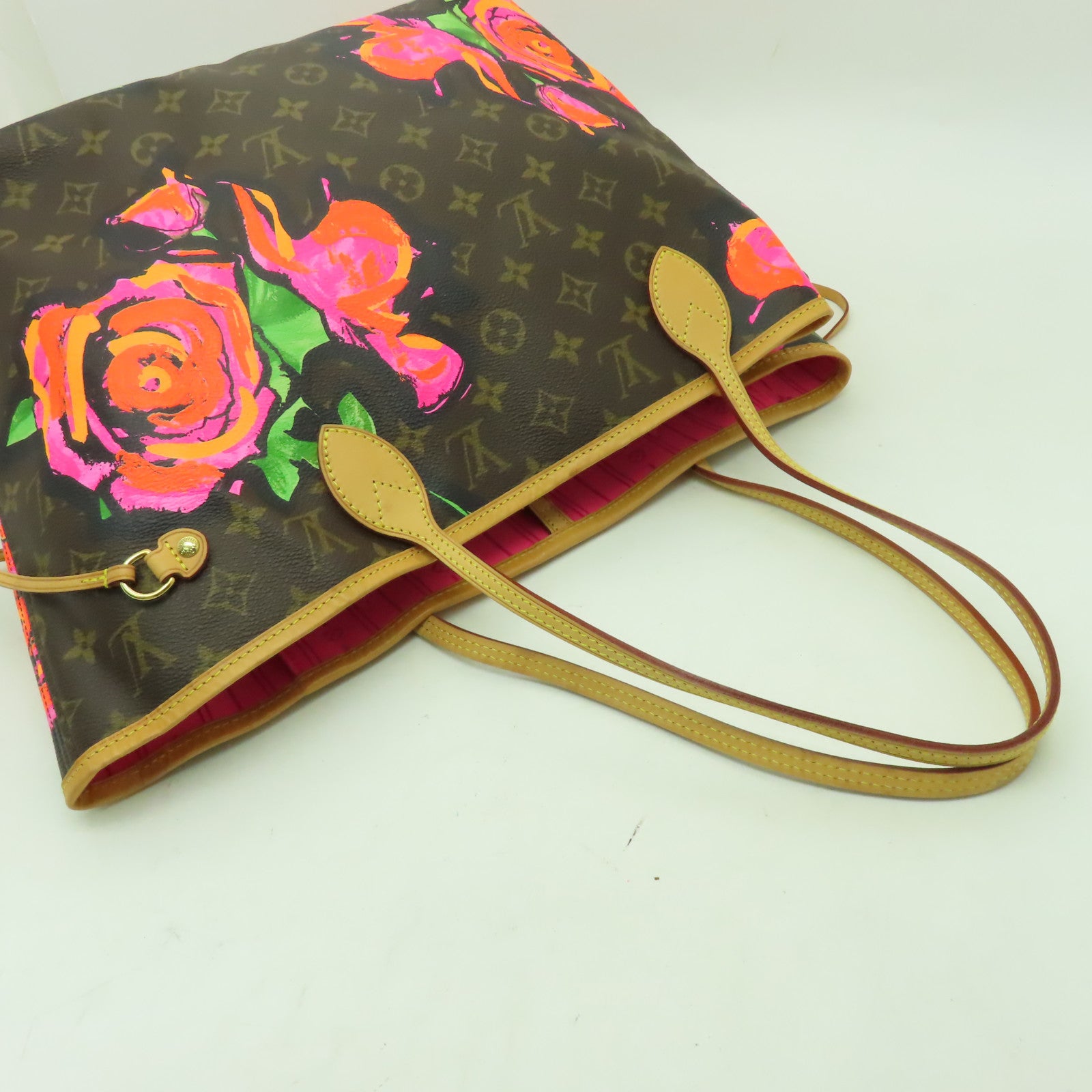 LOUIS VUITTON 【激減優惠】Monogram Neverfull MM Rose金扣手挽袋啡色/紅色/黃色