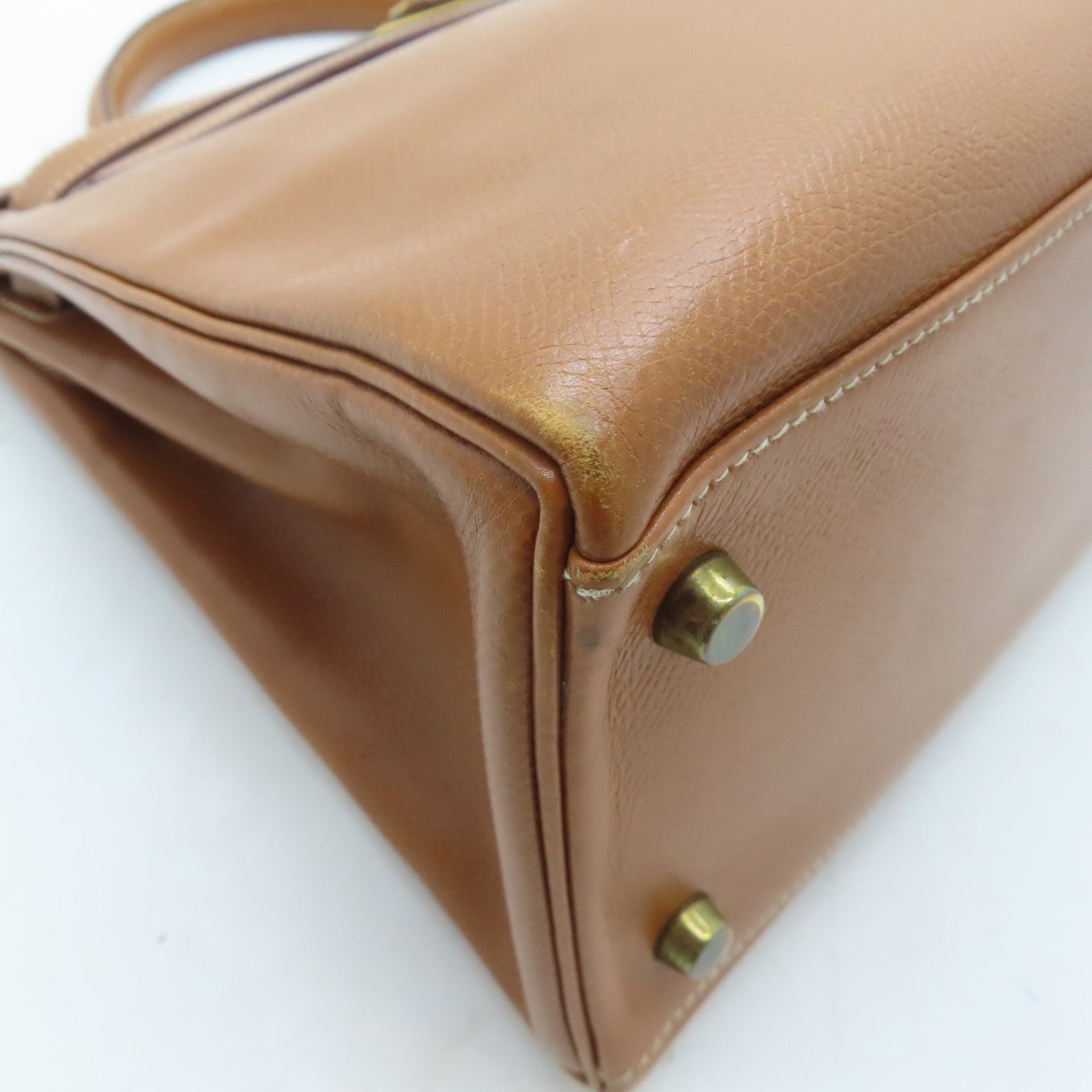 HERMES Epsom皮革Kelly 32金扣手挽袋啡色