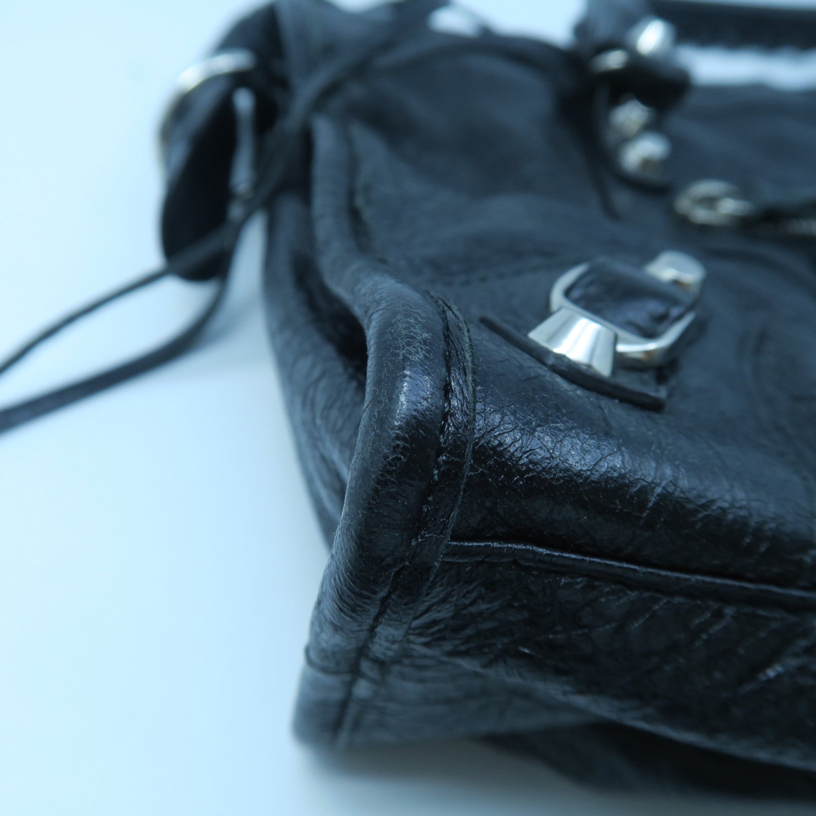BALENCIAGA 羊皮皮革Classic City銀扣手挽肩背兩用袋黑色