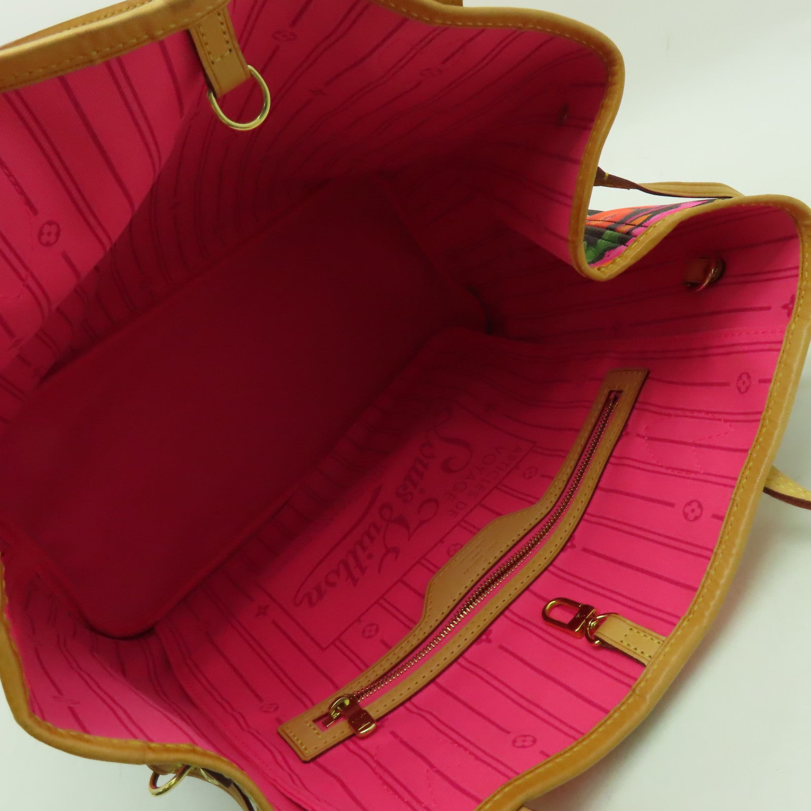 LOUIS VUITTON 【激減優惠】Monogram Neverfull MM Rose金扣手挽袋啡色/紅色/黃色