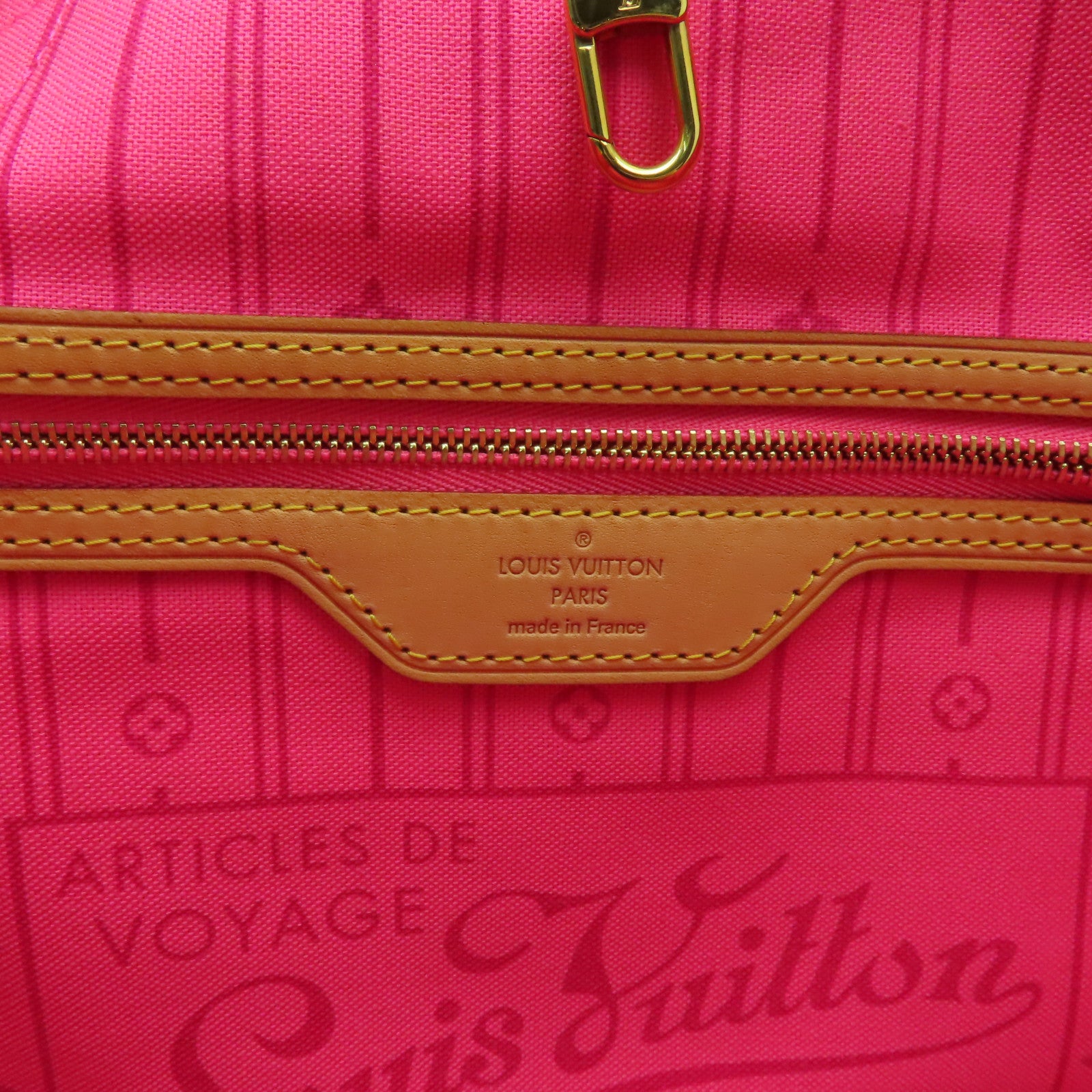 LOUIS VUITTON 【激減優惠】Monogram Neverfull MM Rose金扣手挽袋啡色/紅色/黃色