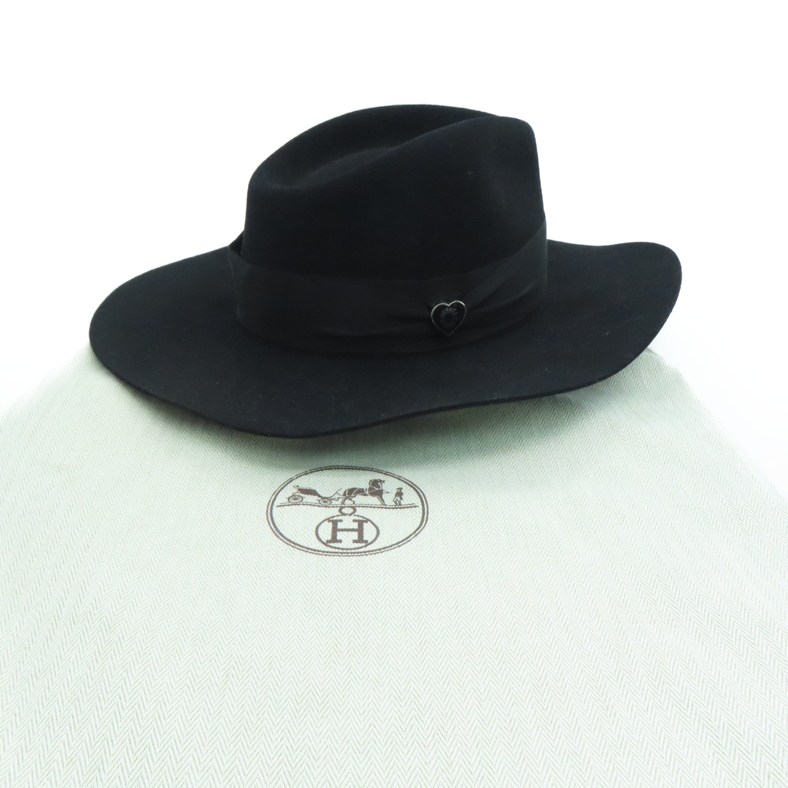 HERMES Rabbit Felt Faubourg Love Hat Hat Black