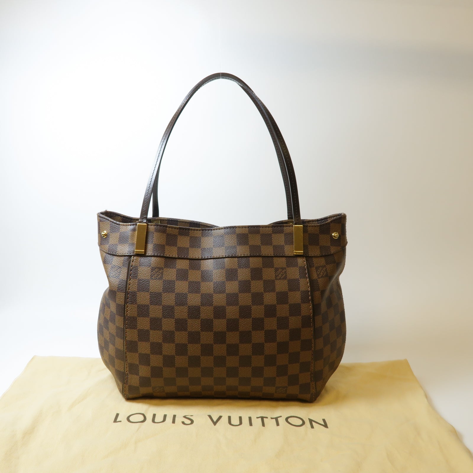 LOUIS VUITTON Damier Marylebone金扣手挽袋啡色