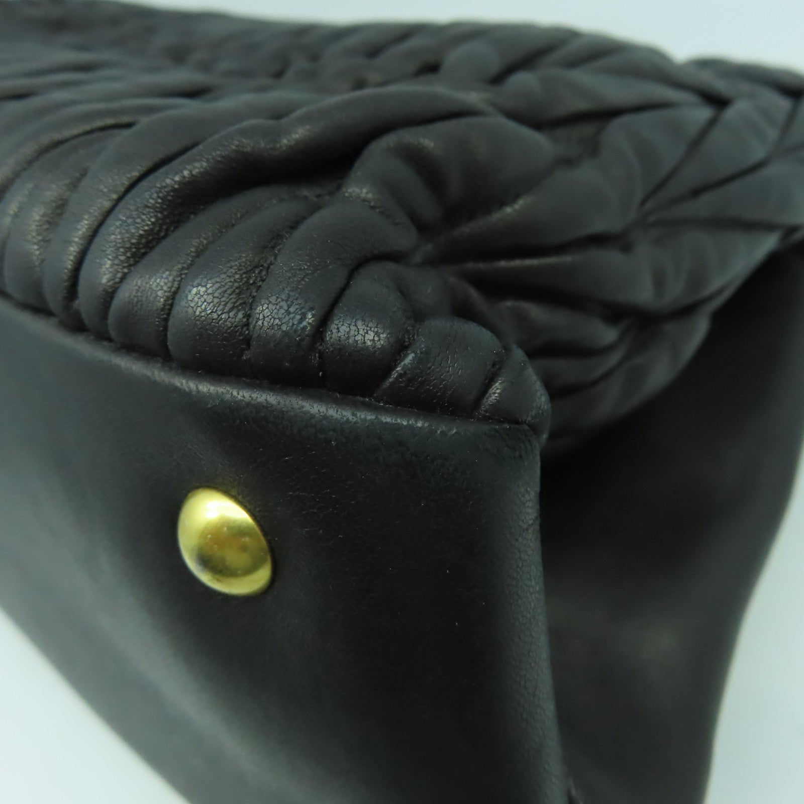 Miu Miu 羊皮皮革2 Way Shoulder Bag金扣手挽肩背兩用袋黑色