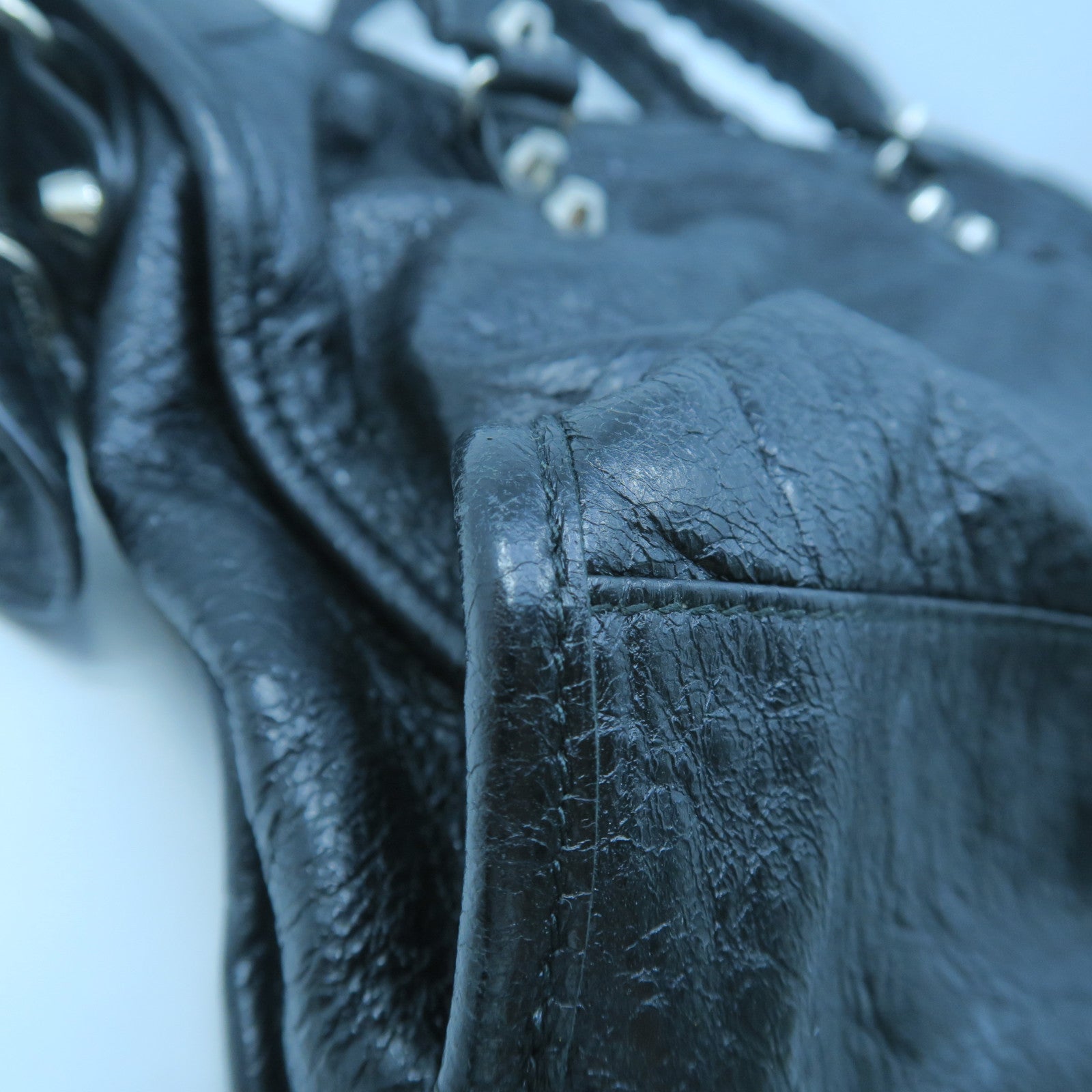 BALENCIAGA 羊皮皮革Classic City銀扣手挽肩背兩用袋黑色