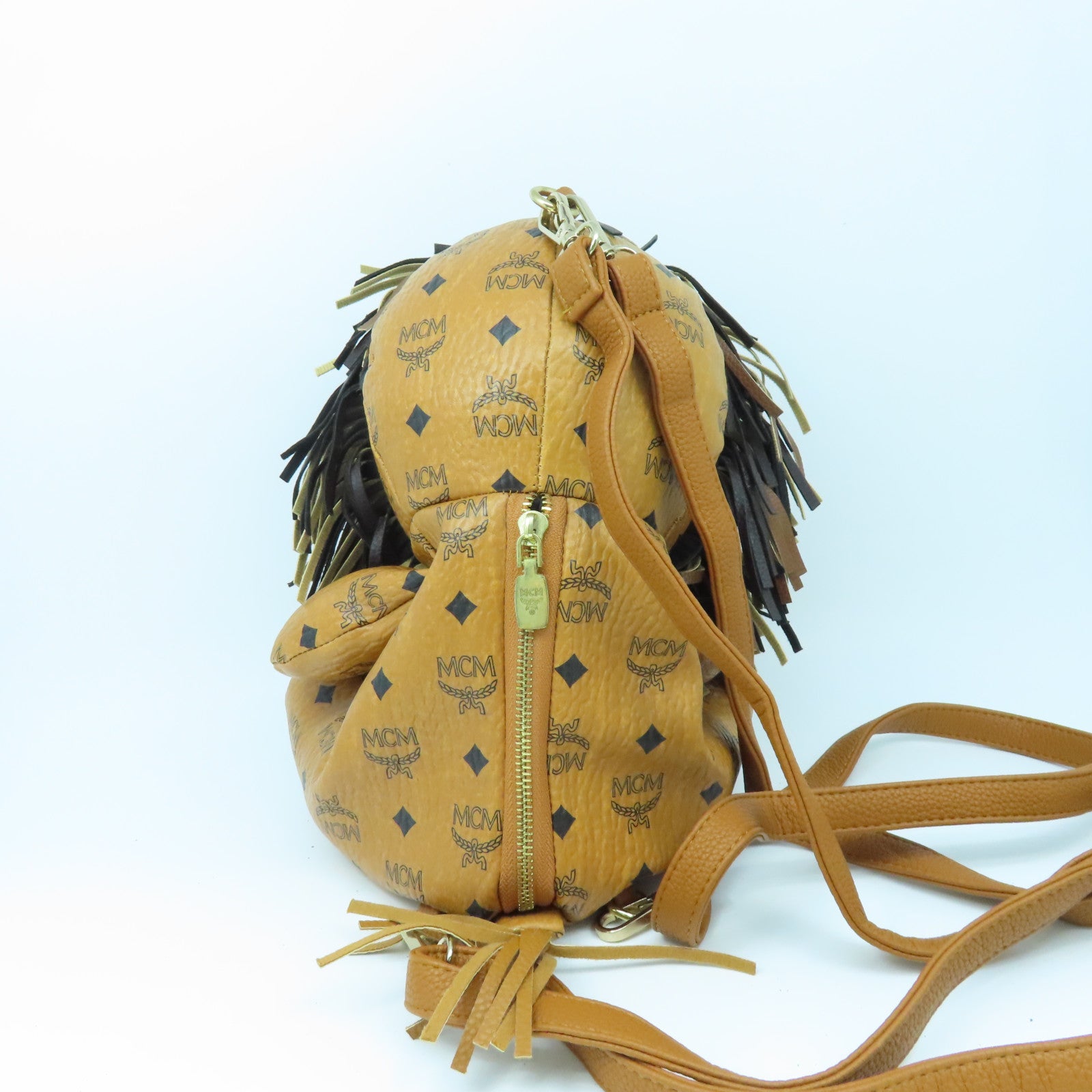 MCM 牛皮皮革Backpack金扣背包啡色
