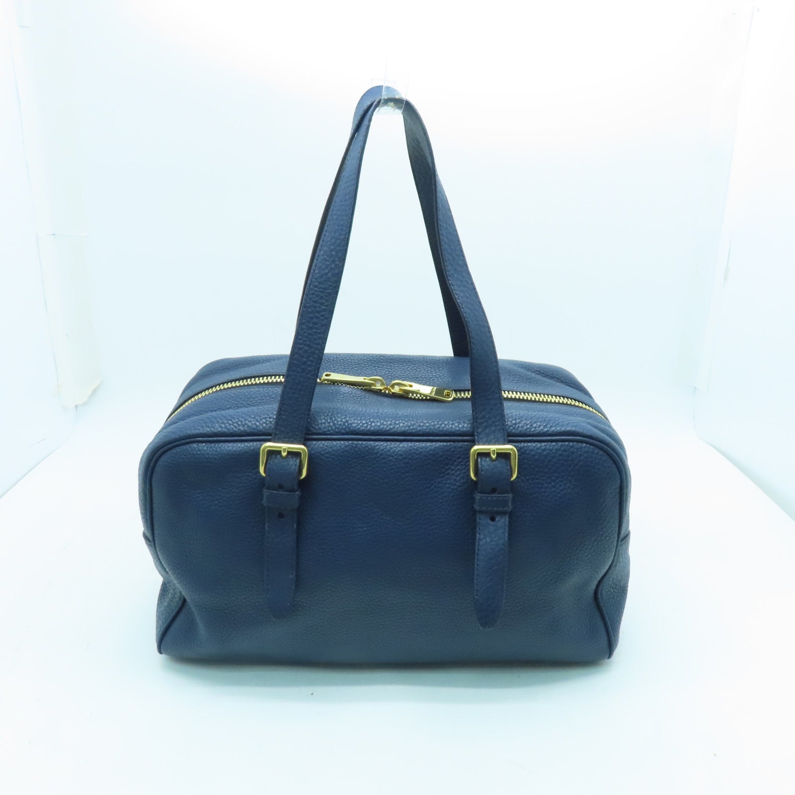 Miu Miu Leather Shoulder Bag Gold Buckle Blue