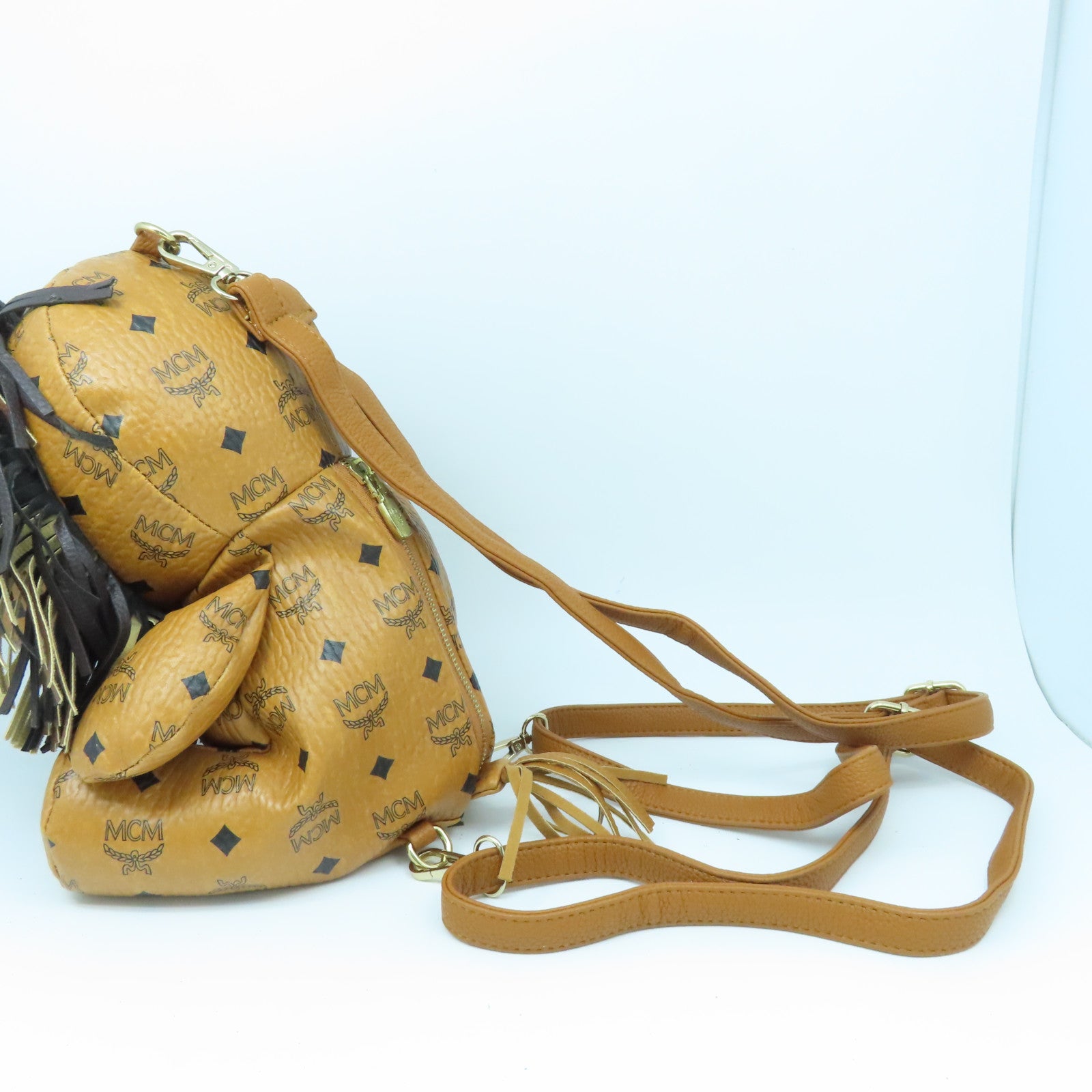 MCM 牛皮皮革Backpack金扣背包啡色