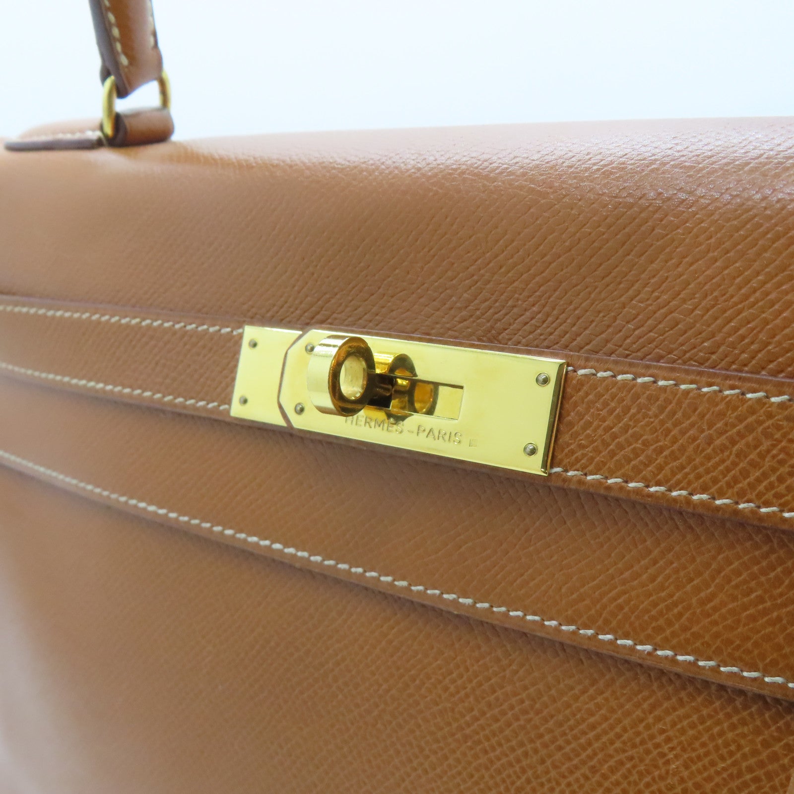 HERMES Epsom皮革Kelly 32金扣手挽袋啡色
