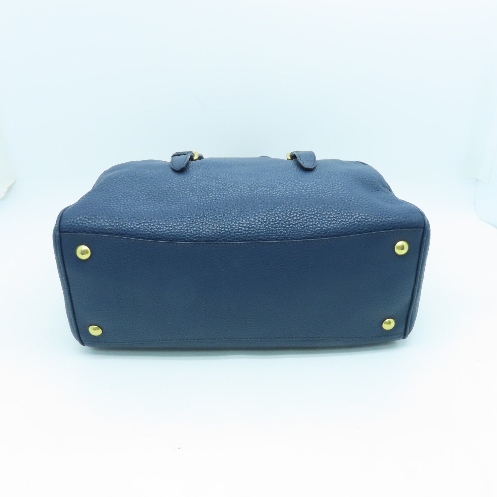 Miu Miu Leather Shoulder Bag Gold Buckle Blue