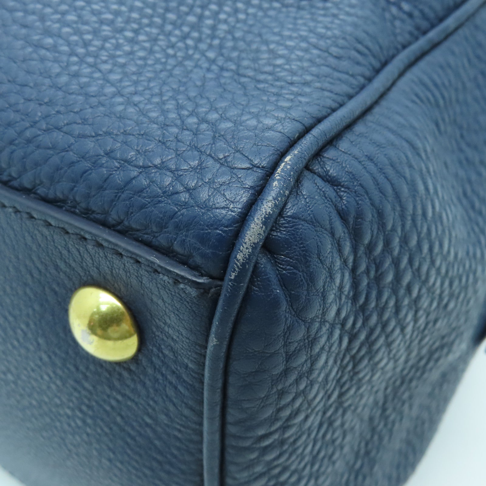 Miu Miu Leather Shoulder Bag Gold Buckle Blue