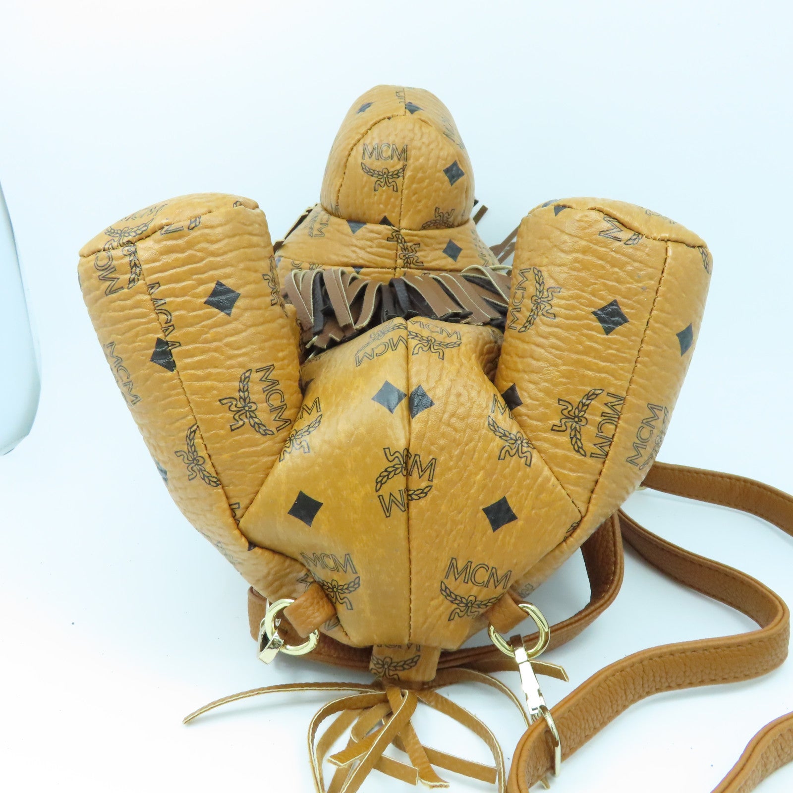 MCM 牛皮皮革Backpack金扣背包啡色