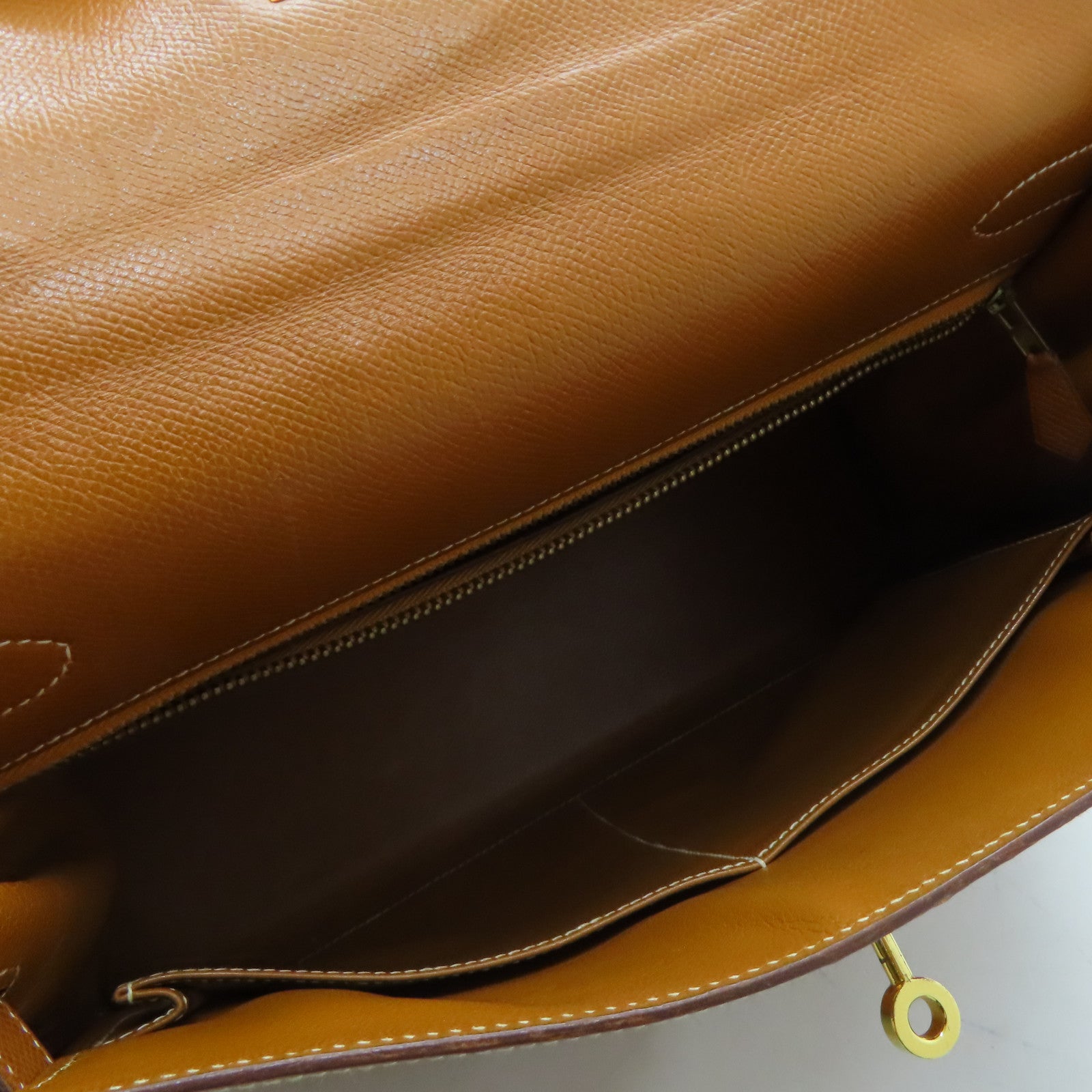 HERMES Epsom皮革Kelly 32金扣手挽袋啡色