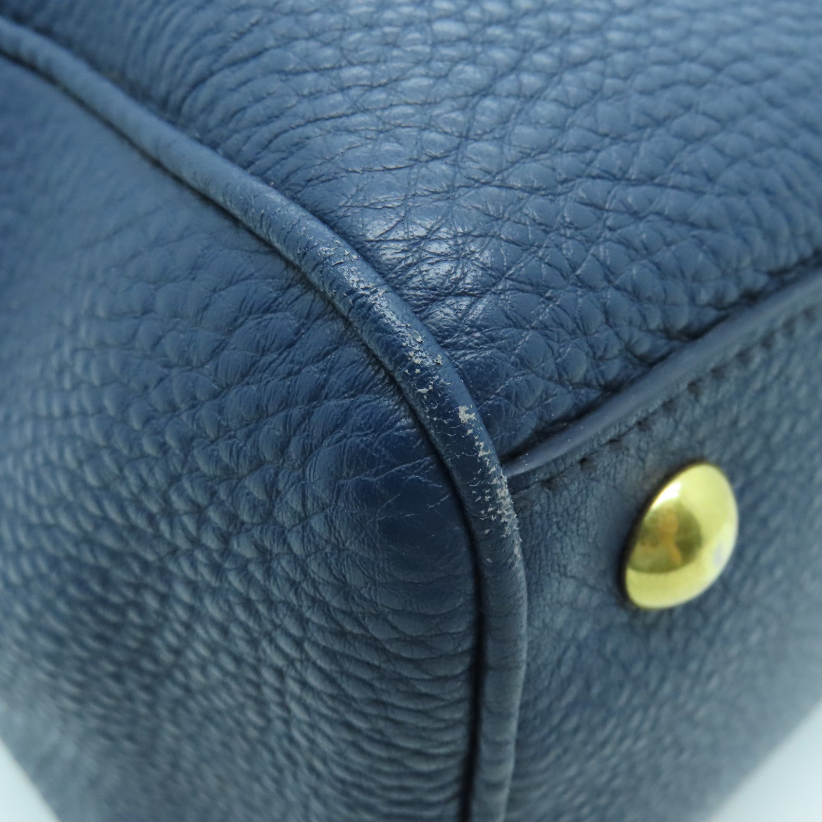 Miu Miu Leather Shoulder Bag Gold Buckle Blue