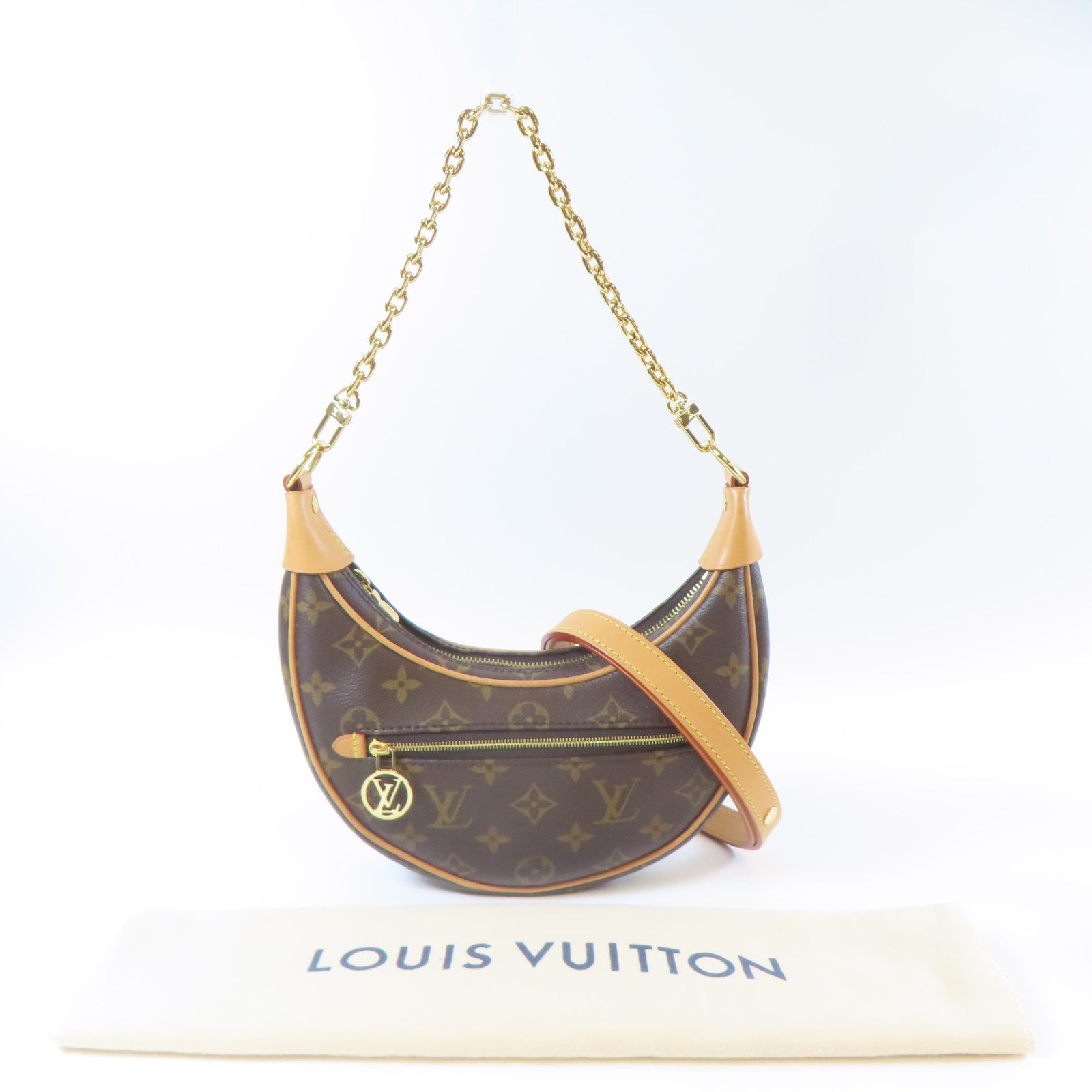 LOUIS VUITTON Monogram Loop金扣鏈帶肩背袋啡色