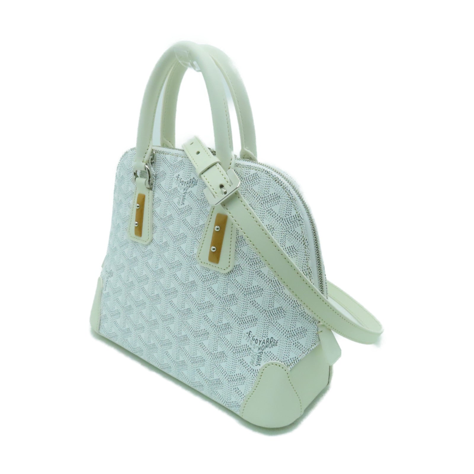 GOYARD 塗層帆布/皮革Vendome Mini銀扣手挽肩背兩用袋白色