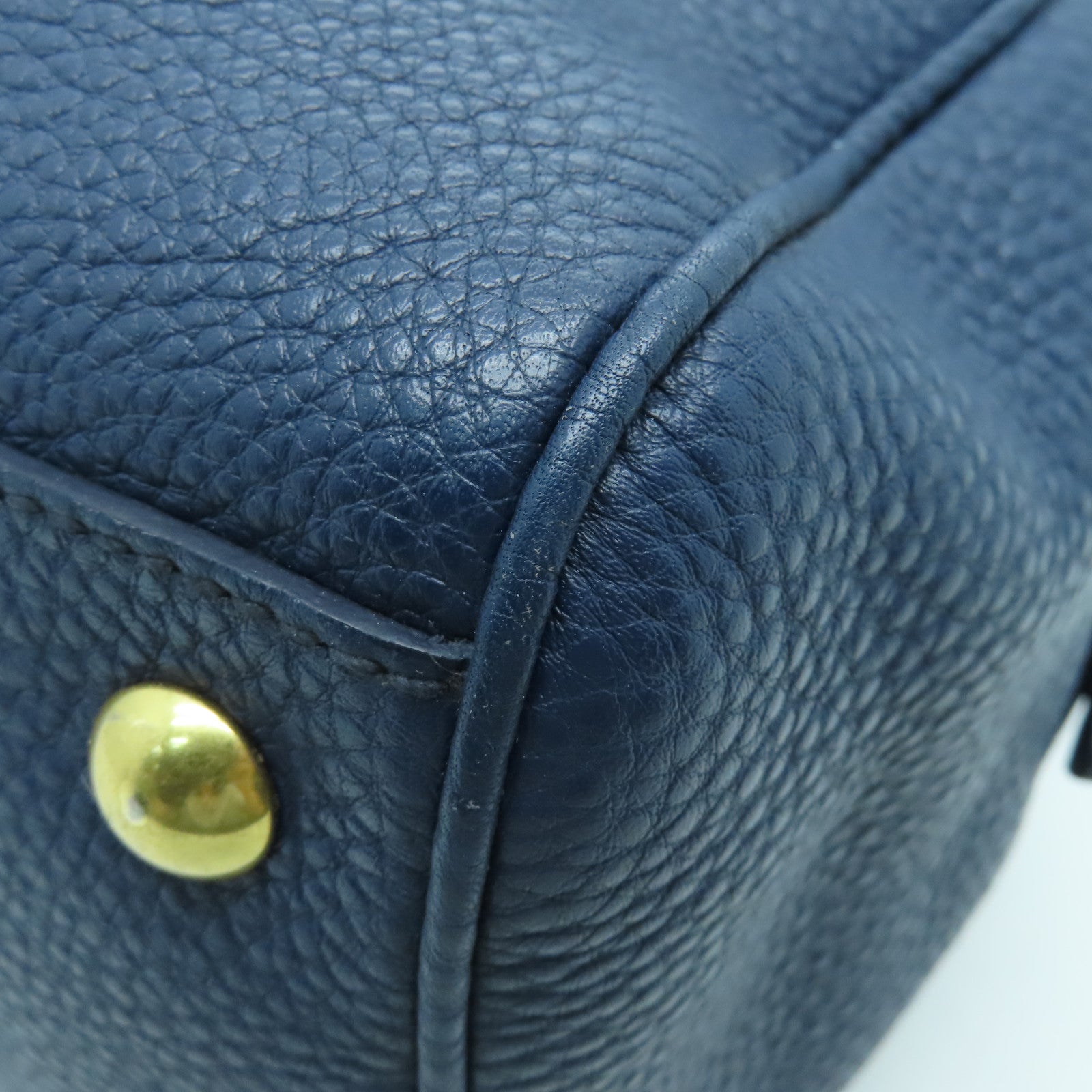 Miu Miu Leather Shoulder Bag Gold Buckle Blue