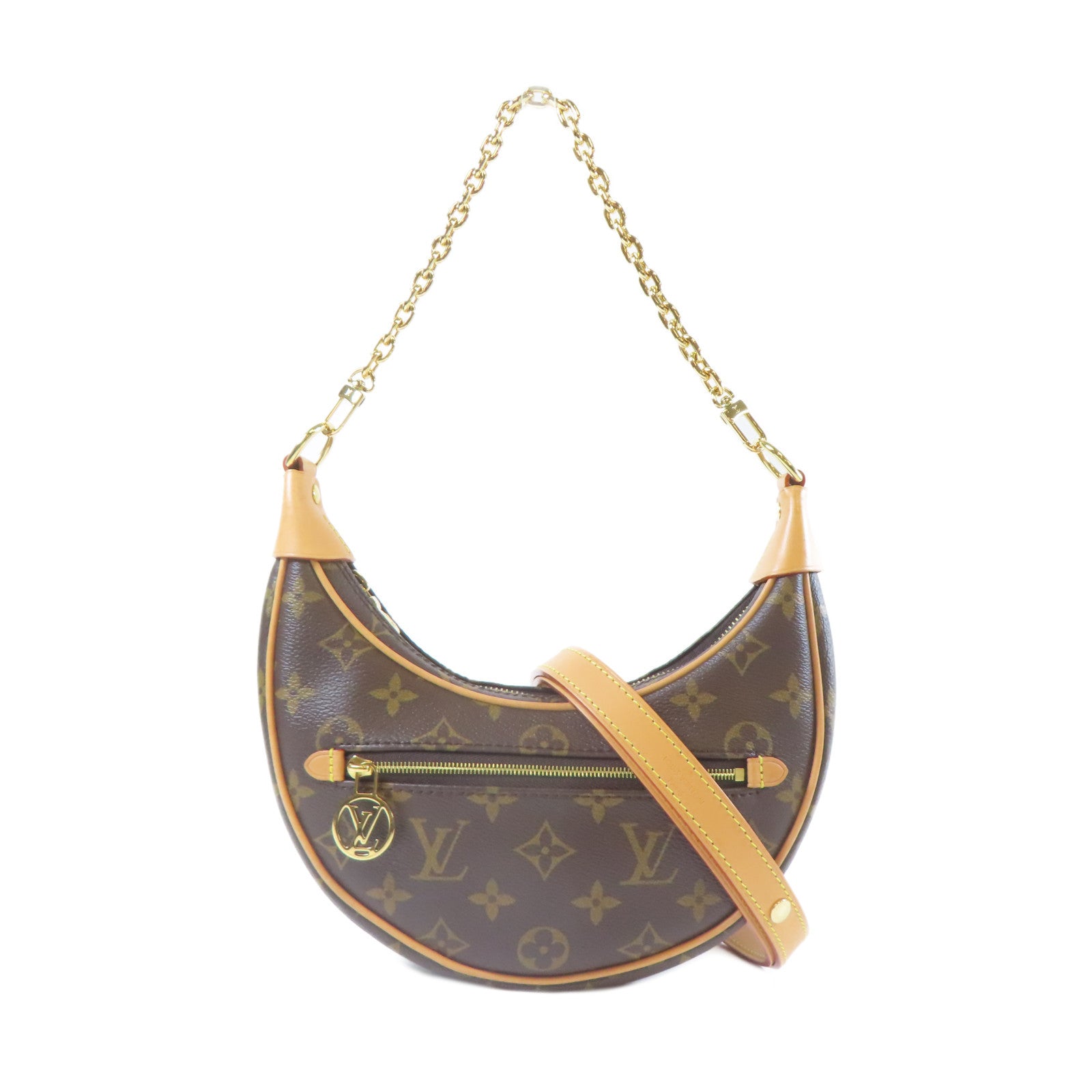 LOUIS VUITTON Monogram Loop金扣鏈帶肩背袋啡色