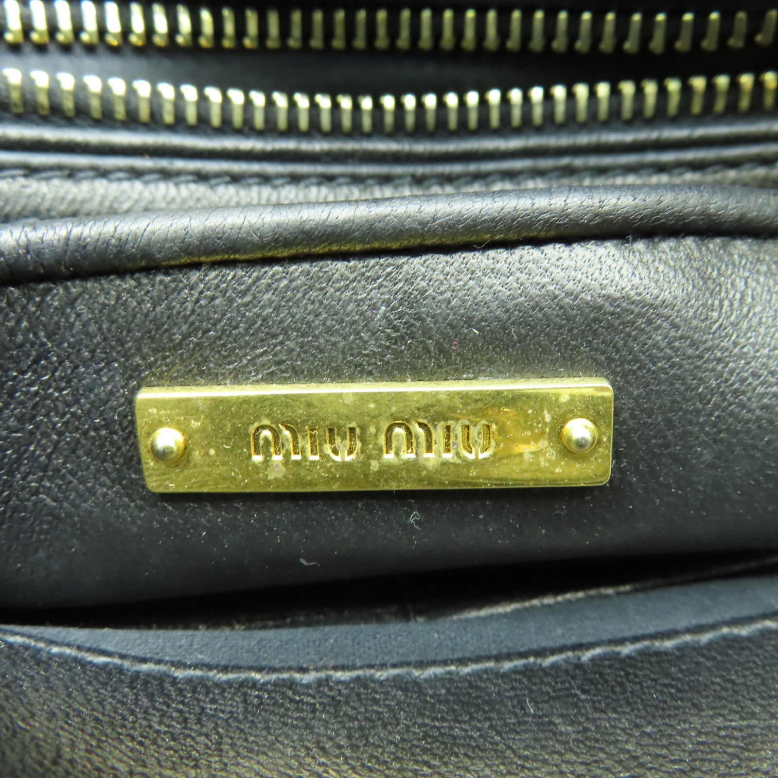 Miu Miu 羊皮皮革2 Way Shoulder Bag金扣手挽肩背兩用袋黑色