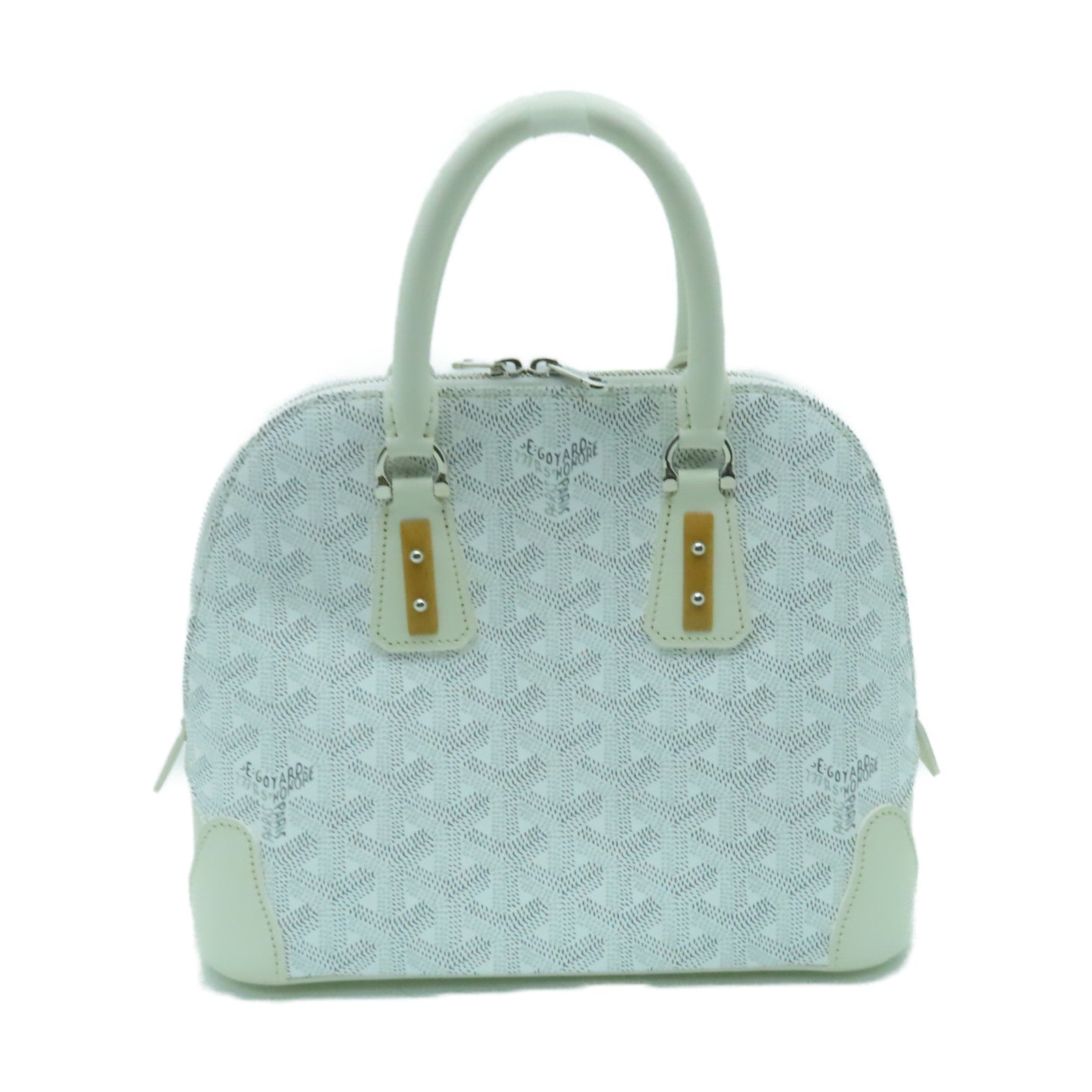GOYARD 塗層帆布/皮革Vendome Mini銀扣手挽肩背兩用袋白色