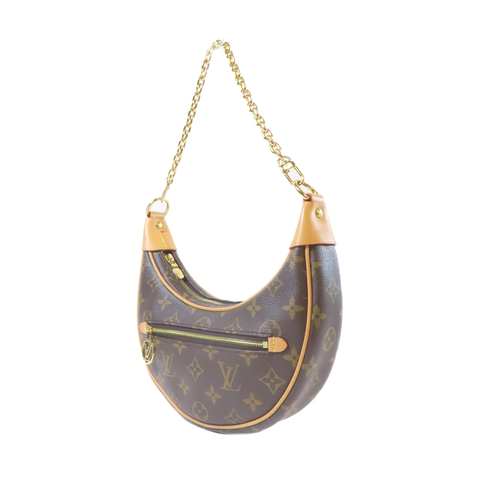 LOUIS VUITTON Monogram Loop金扣鏈帶肩背袋啡色