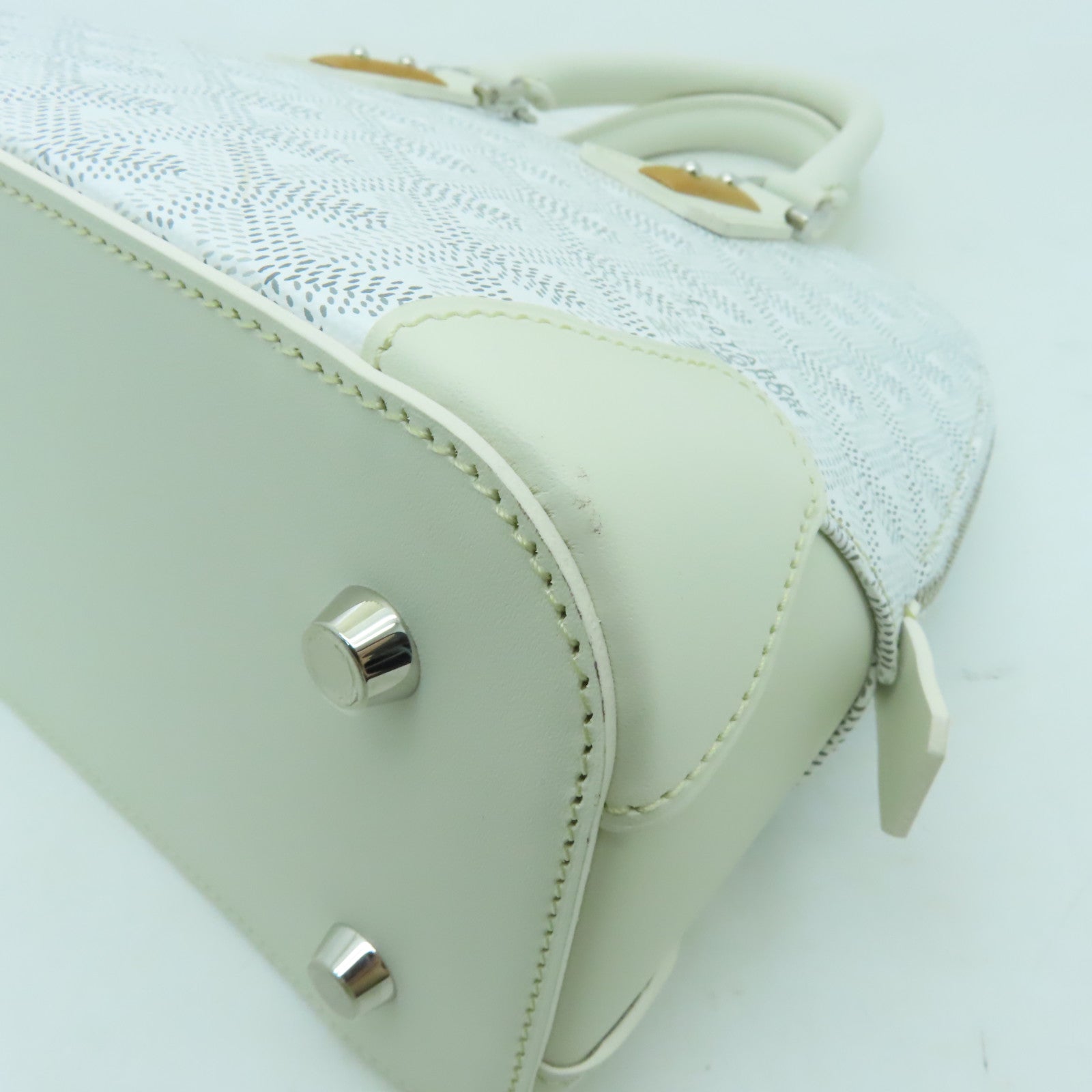 GOYARD 塗層帆布/皮革Vendome Mini銀扣手挽肩背兩用袋白色