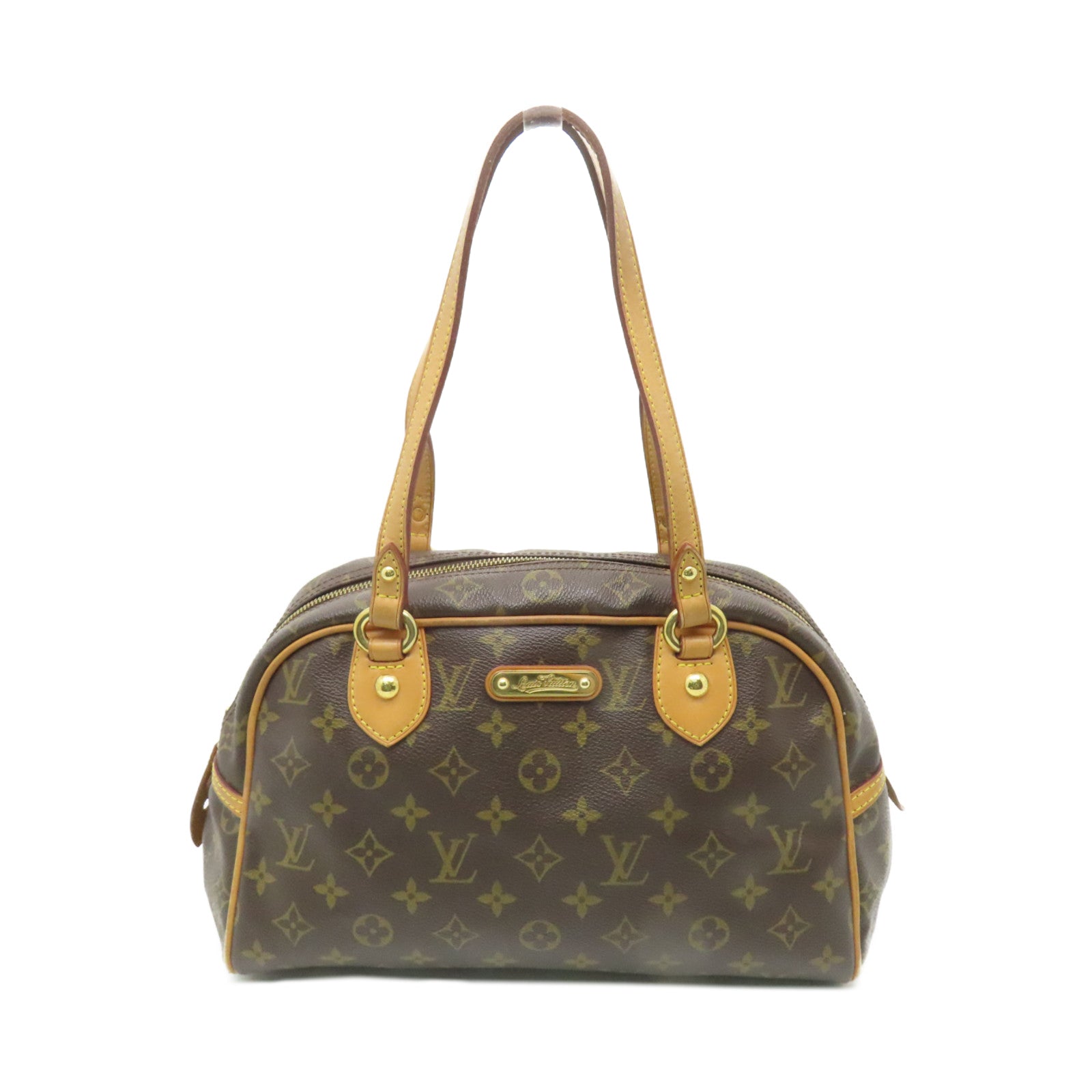 LOUIS VUITTON Monogram Montorgueil PM金扣肩背袋棕色