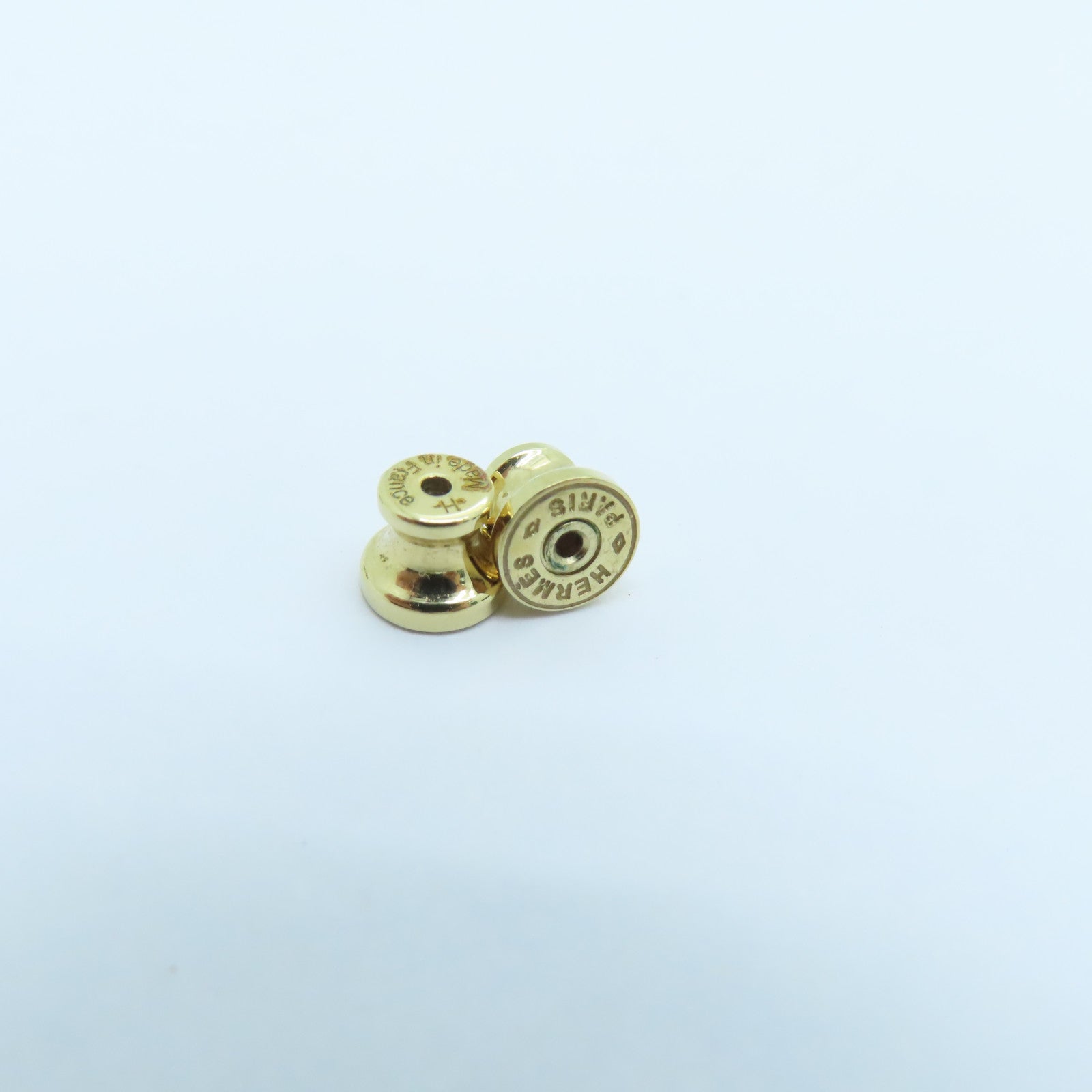 HERMES 水牛角Earrings金扣耳環啡色