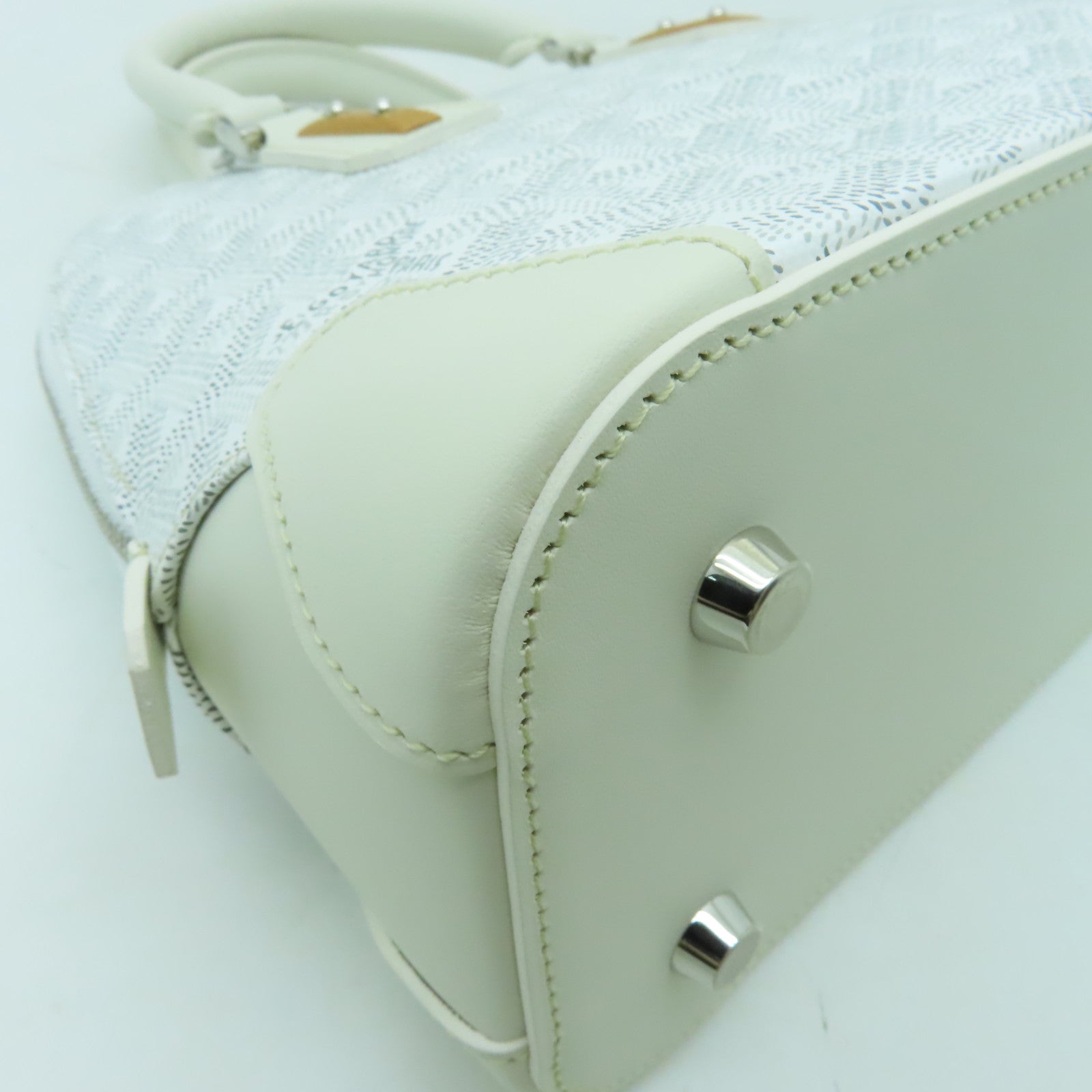 GOYARD 塗層帆布/皮革Vendome Mini銀扣手挽肩背兩用袋白色
