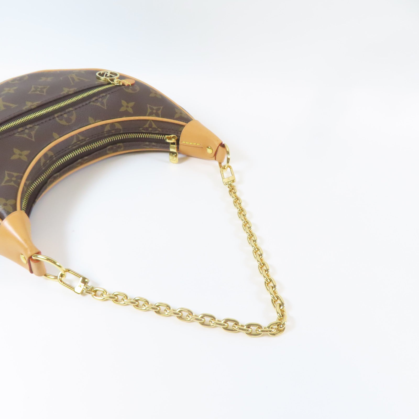 LOUIS VUITTON Monogram Loop金扣鏈帶肩背袋啡色