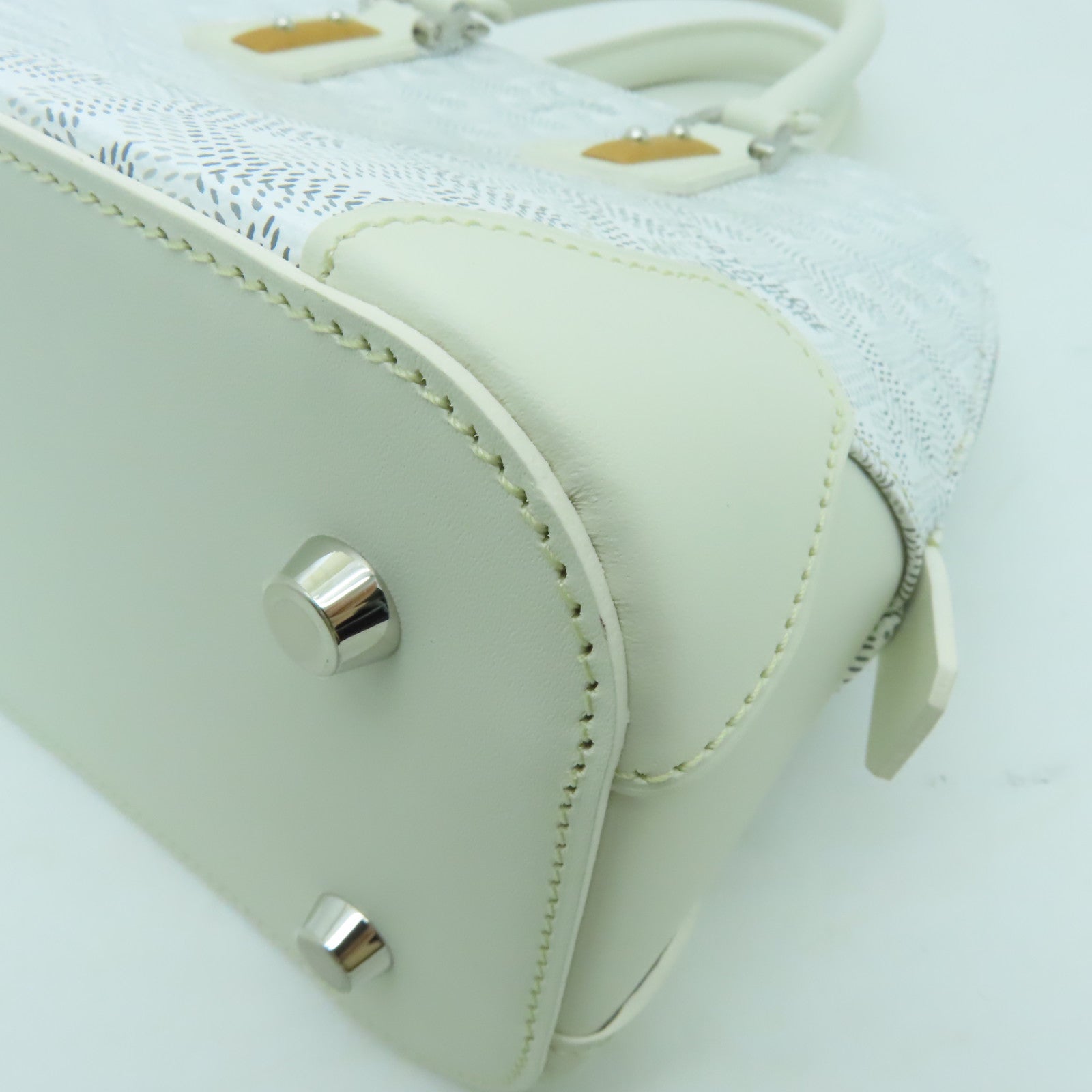 GOYARD 塗層帆布/皮革Vendome Mini銀扣手挽肩背兩用袋白色