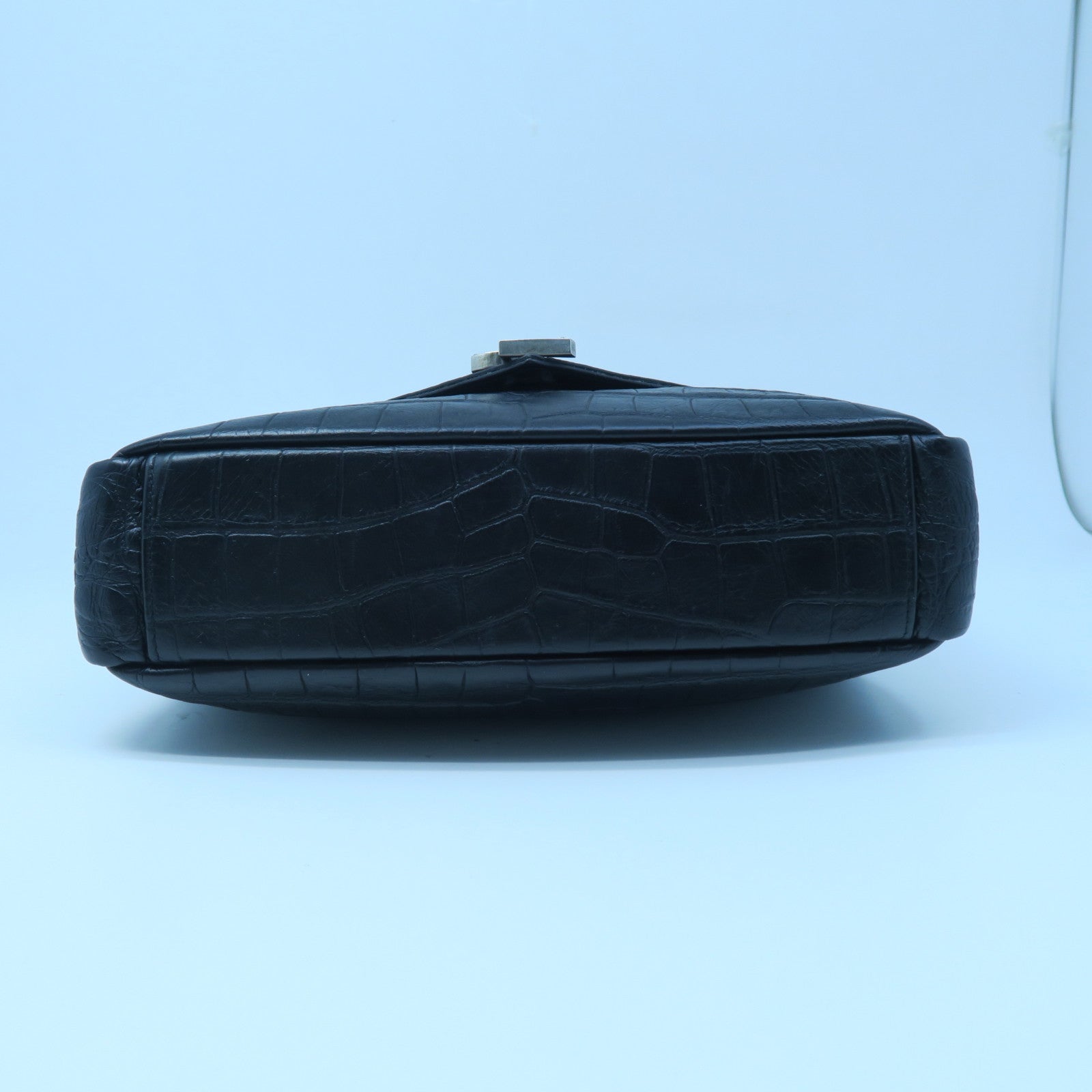 SAINT LAURENT 牛皮皮革Chain Shoulder銀扣手挽肩背兩用袋黑色