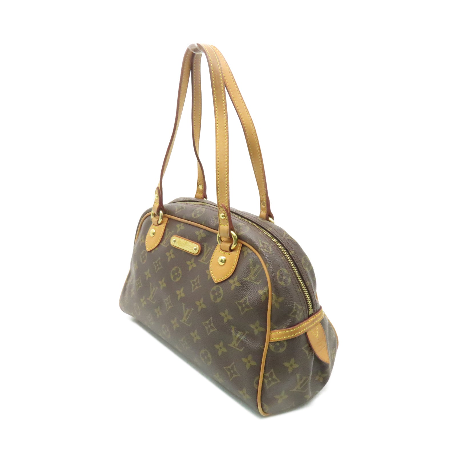 LOUIS VUITTON Monogram Montorgueil PM金扣肩背袋棕色
