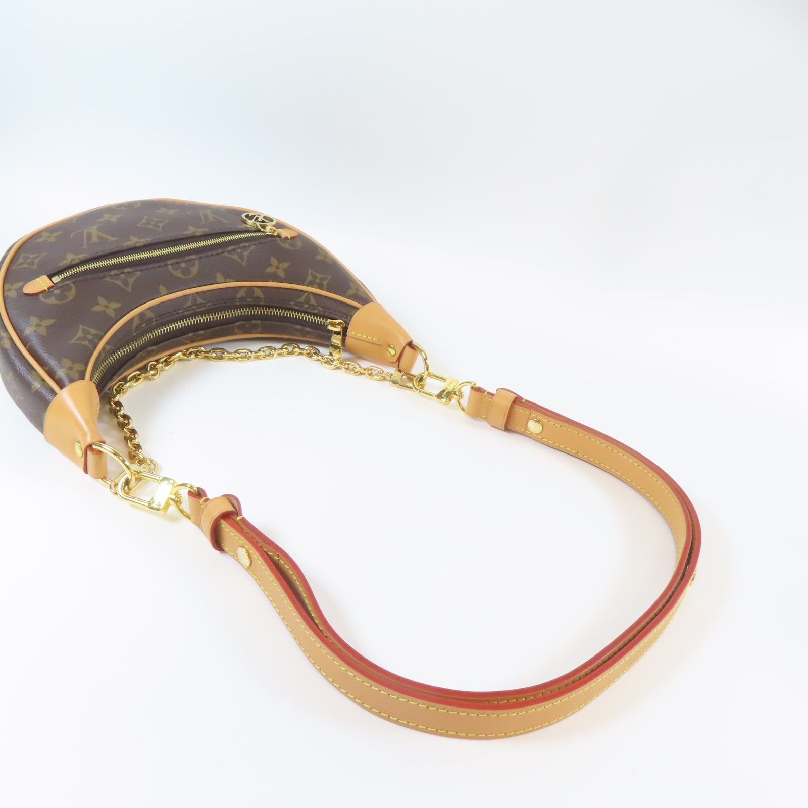 LOUIS VUITTON Monogram Loop金扣鏈帶肩背袋啡色