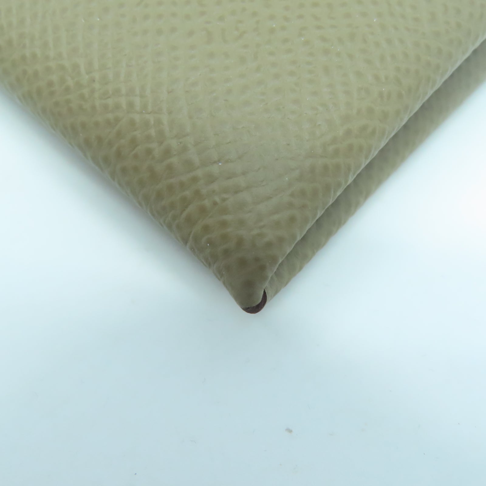 HERMES Veau Epsom皮革Calvi銀扣卡片包Etoupe大象灰色