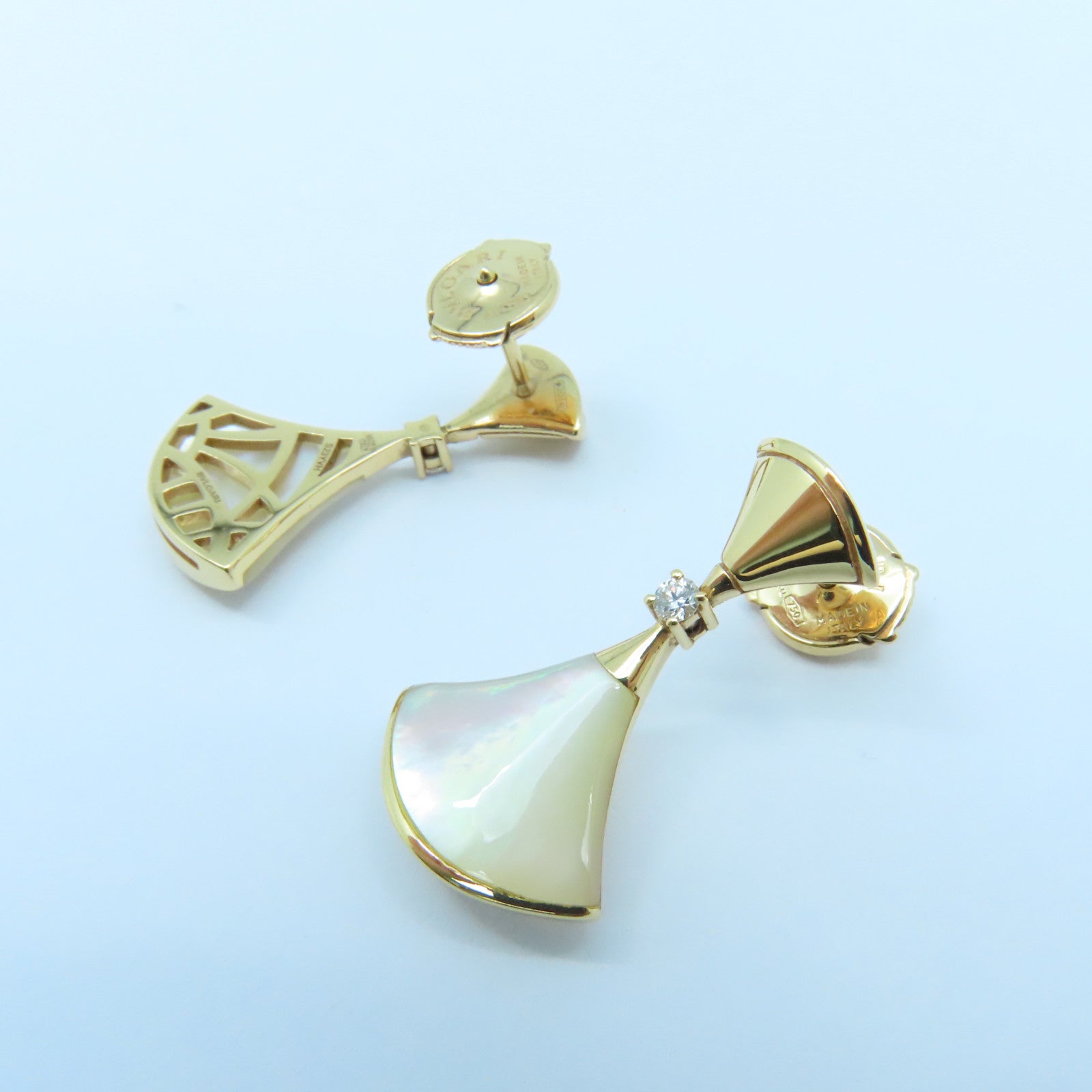 BVLGARI 18K玫瑰金Divas Dream Earrings 0.07ct鑽石/珍珠母耳環