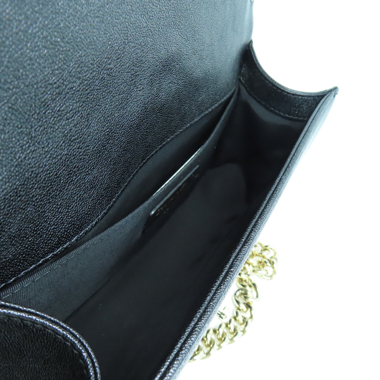 CHANEL 【激減優惠】斜紋牛皮皮革Chain Shoulder金扣鏈帶肩背袋黑色