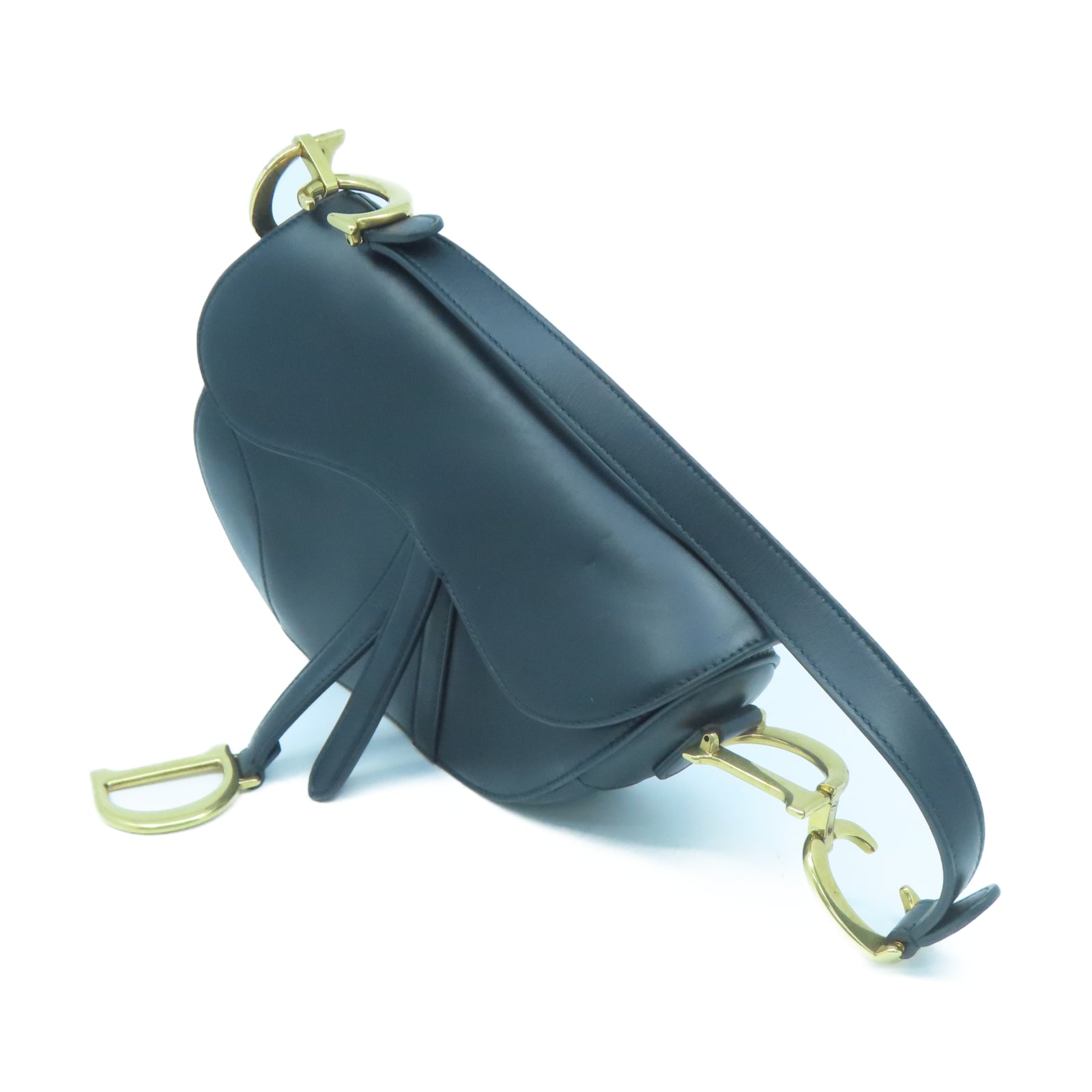 Dior 牛皮皮革Saddle bag金扣肩背袋黑色