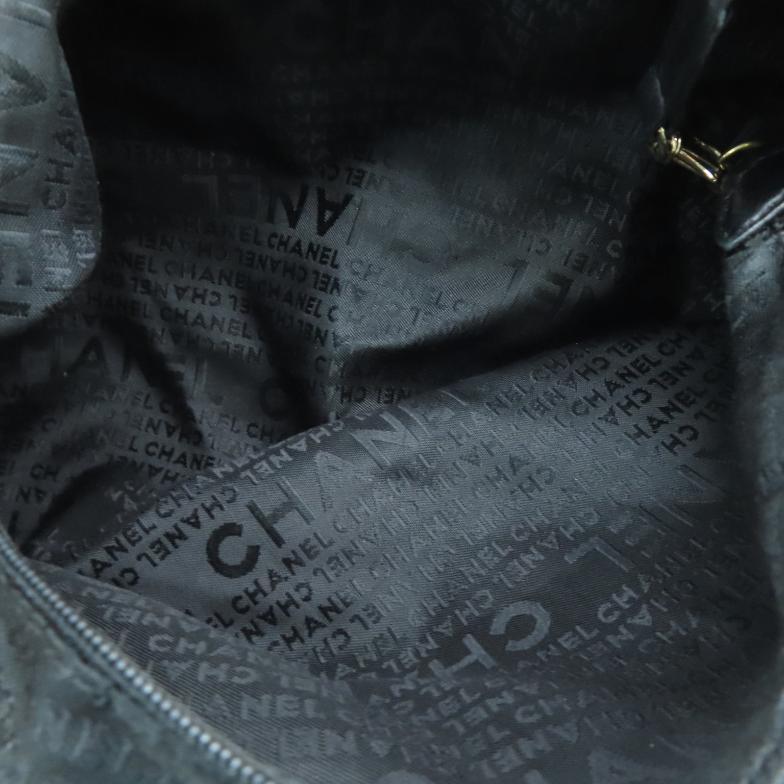 CHANEL 緞布Tote Bag金扣鏈帶托特袋紫色