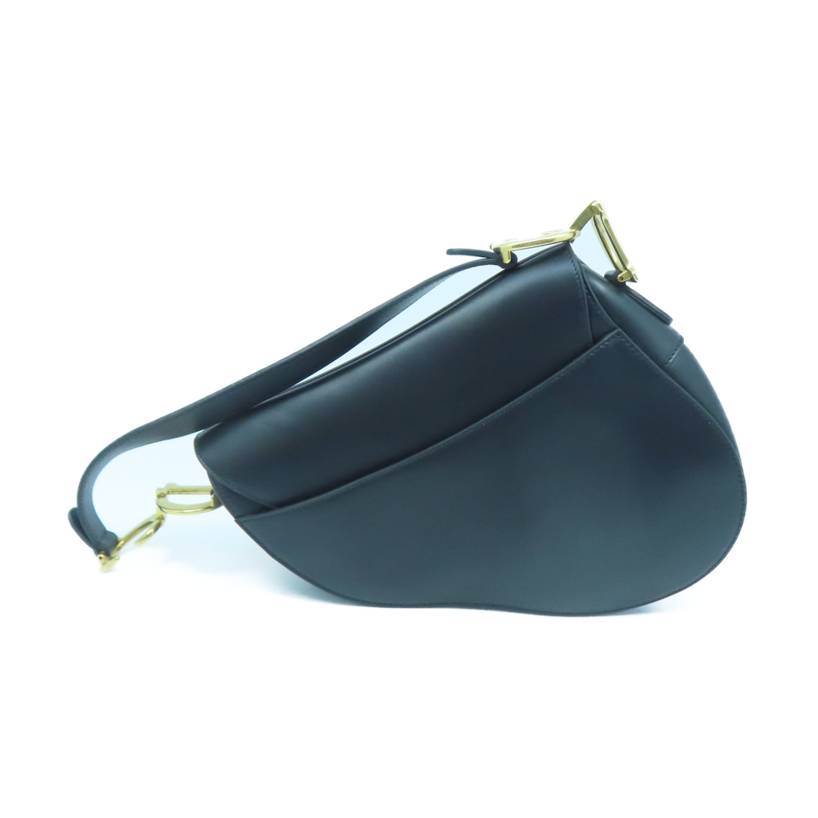 Dior 牛皮皮革Saddle bag金扣肩背袋黑色