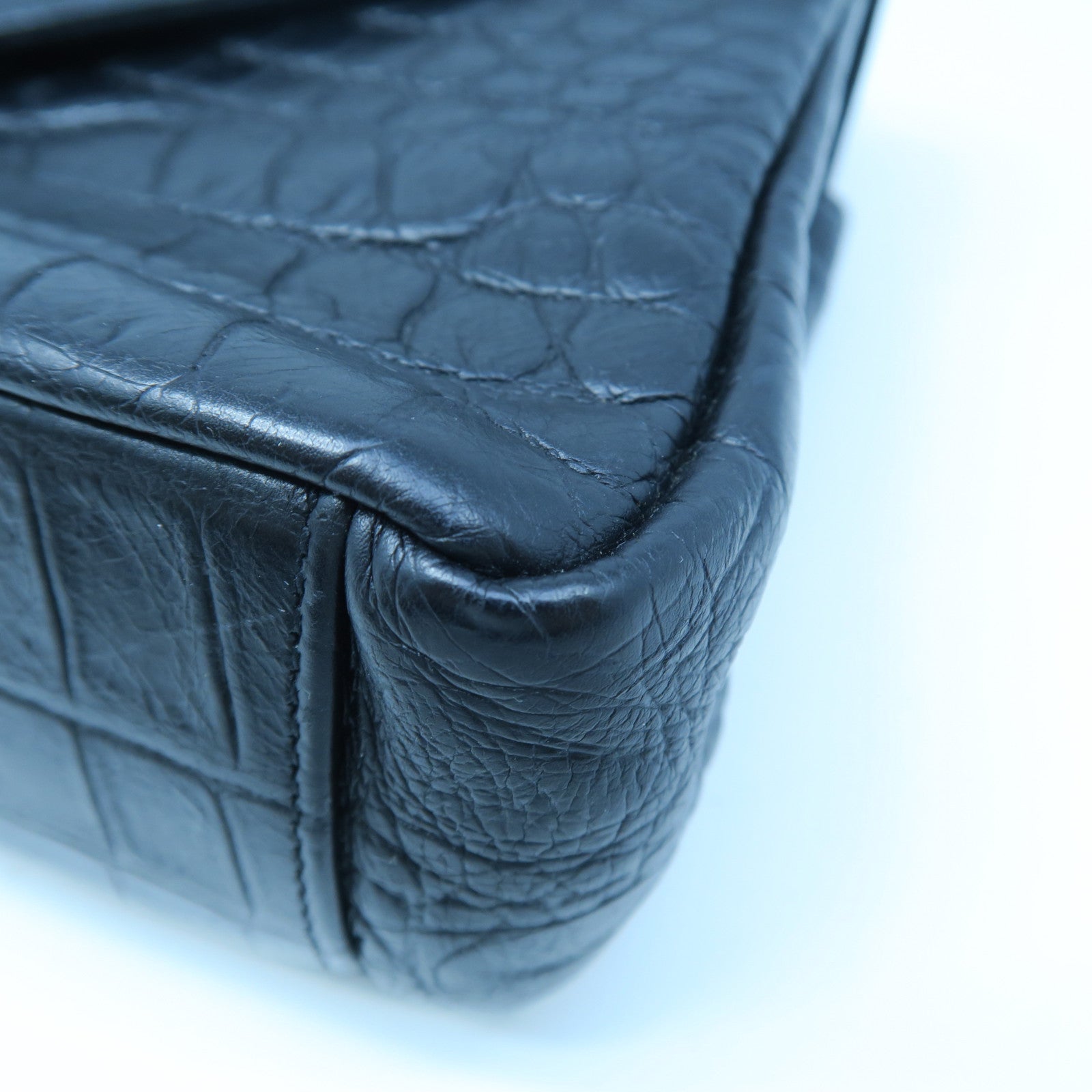 SAINT LAURENT 牛皮皮革Chain Shoulder銀扣手挽肩背兩用袋黑色