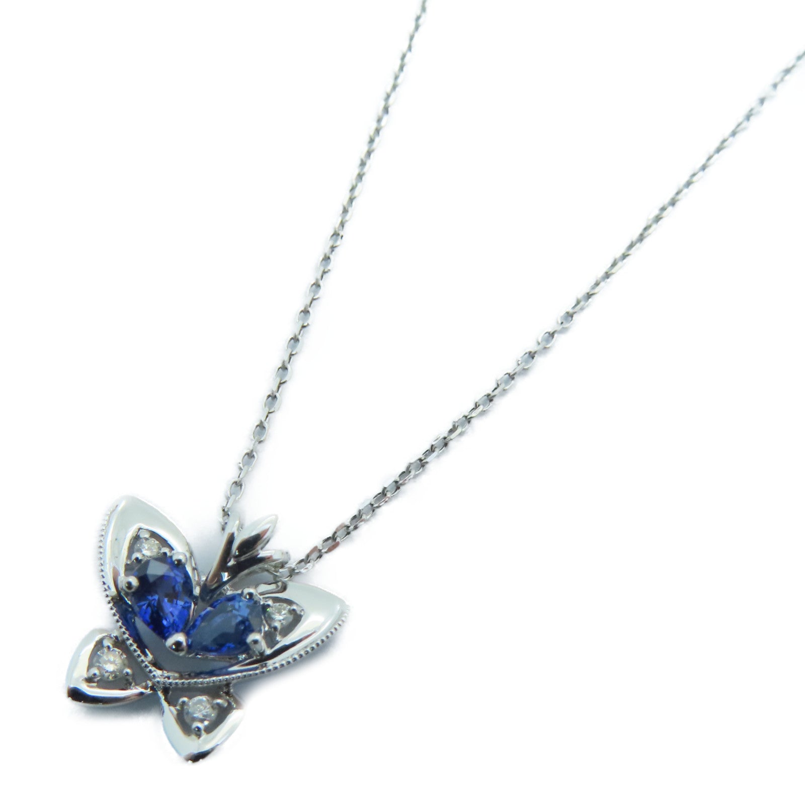 JEWELRY 18K白金Sapphire Necklace藍寶石頸錬0.38/0.05ct