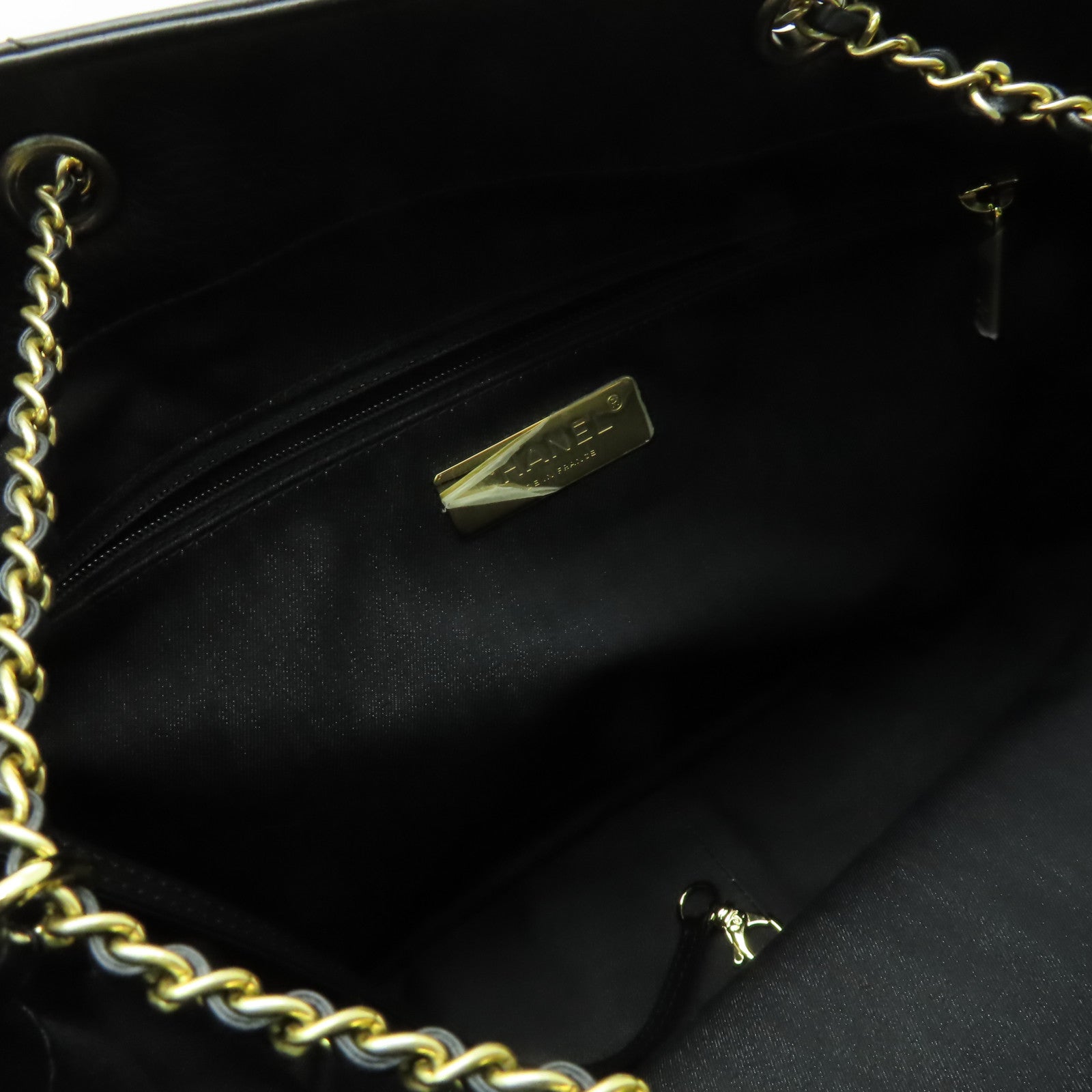 CHANEL 牛皮皮革Bucket金扣手挽肩背兩用袋黑色
