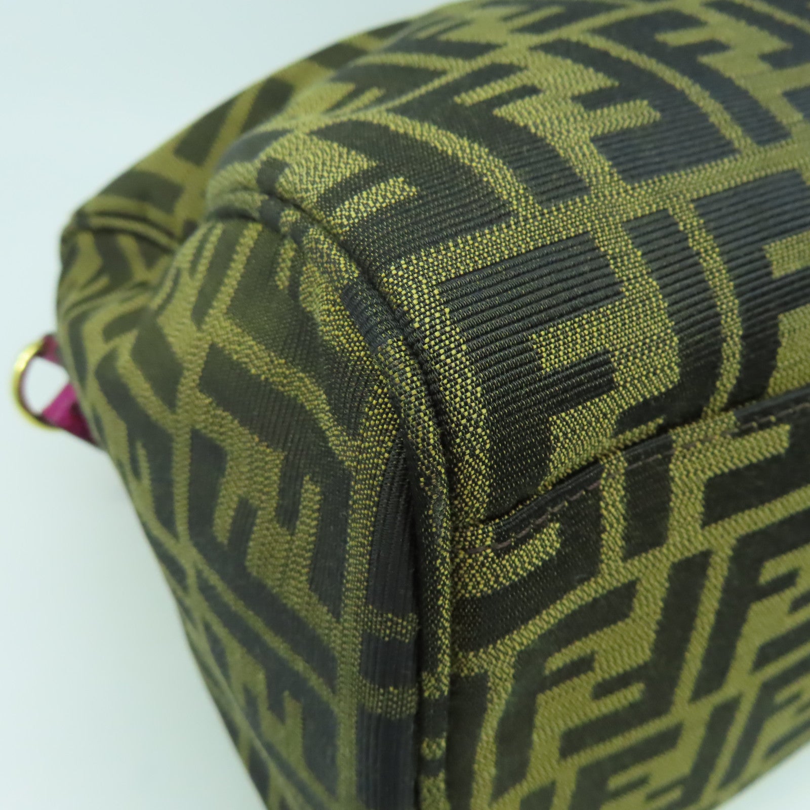 FENDI 帆布Shoulder Bag金扣手挽肩背兩用袋啡色/紫色