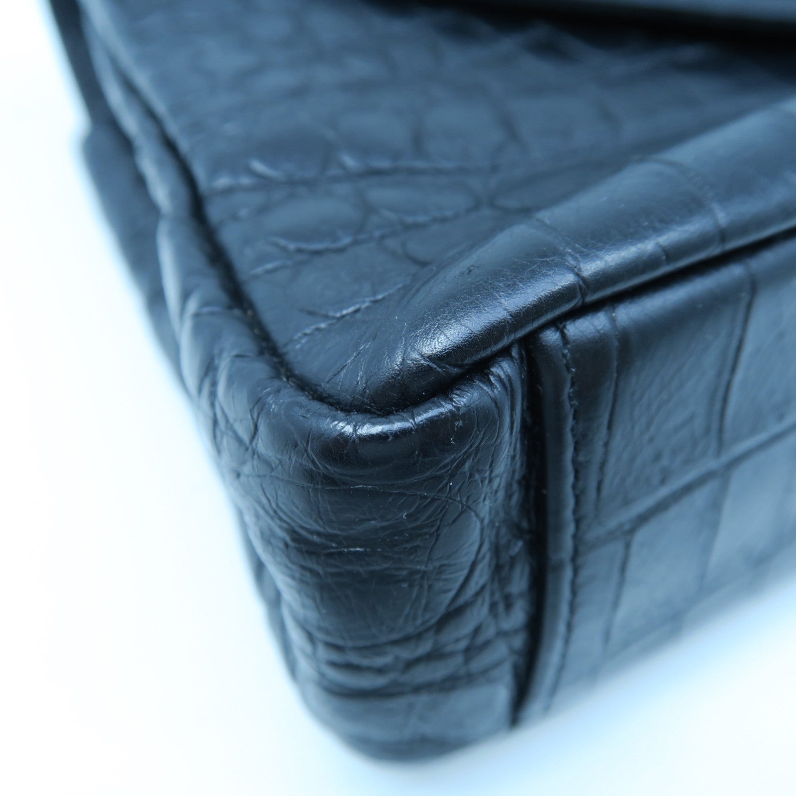SAINT LAURENT 牛皮皮革Chain Shoulder銀扣手挽肩背兩用袋黑色