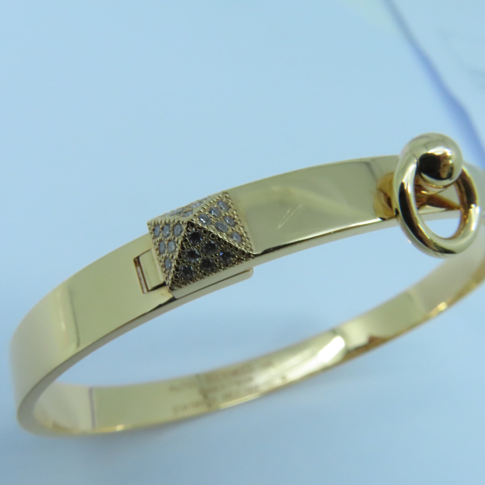 HERMES 18K黄金Collier de Chieu 0.24ct钻石手镯